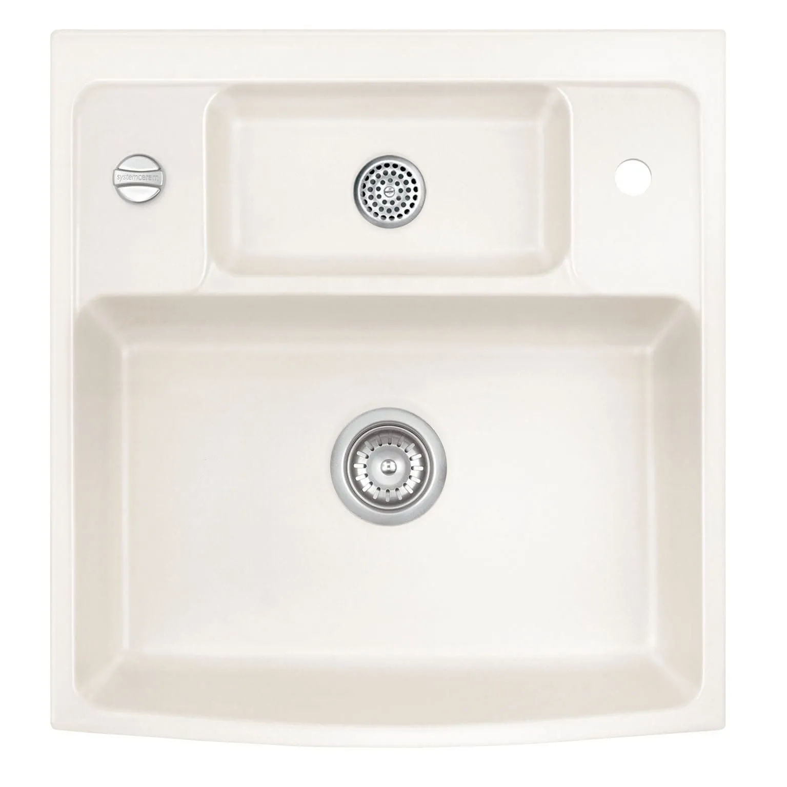 Systemceram Centra 60 Magnolia, zlewozmywak ceramiczny, korek automatyczny