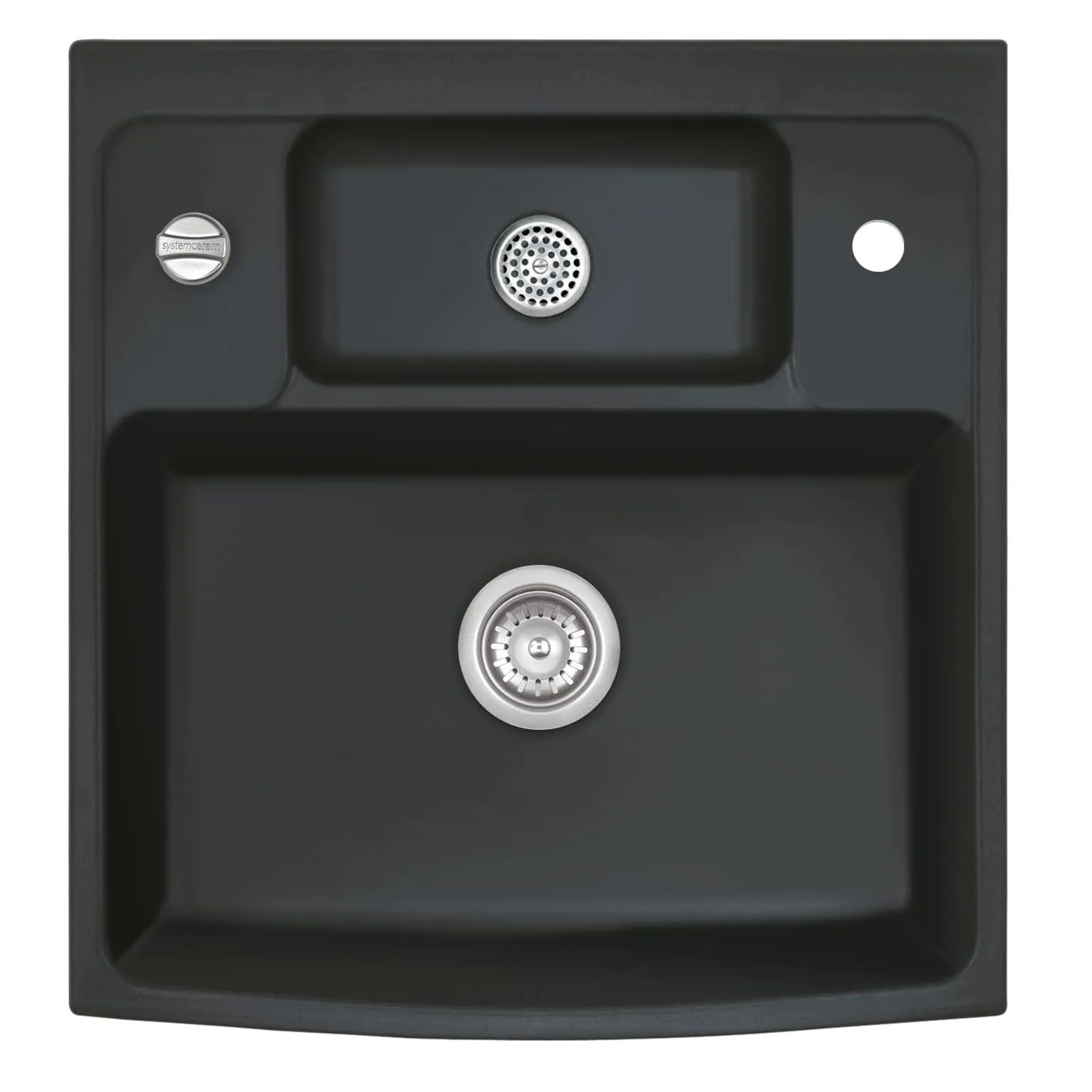 Systemceram Centra 60 Nigra, zlewozmywak ceramiczny, korek automatyczny