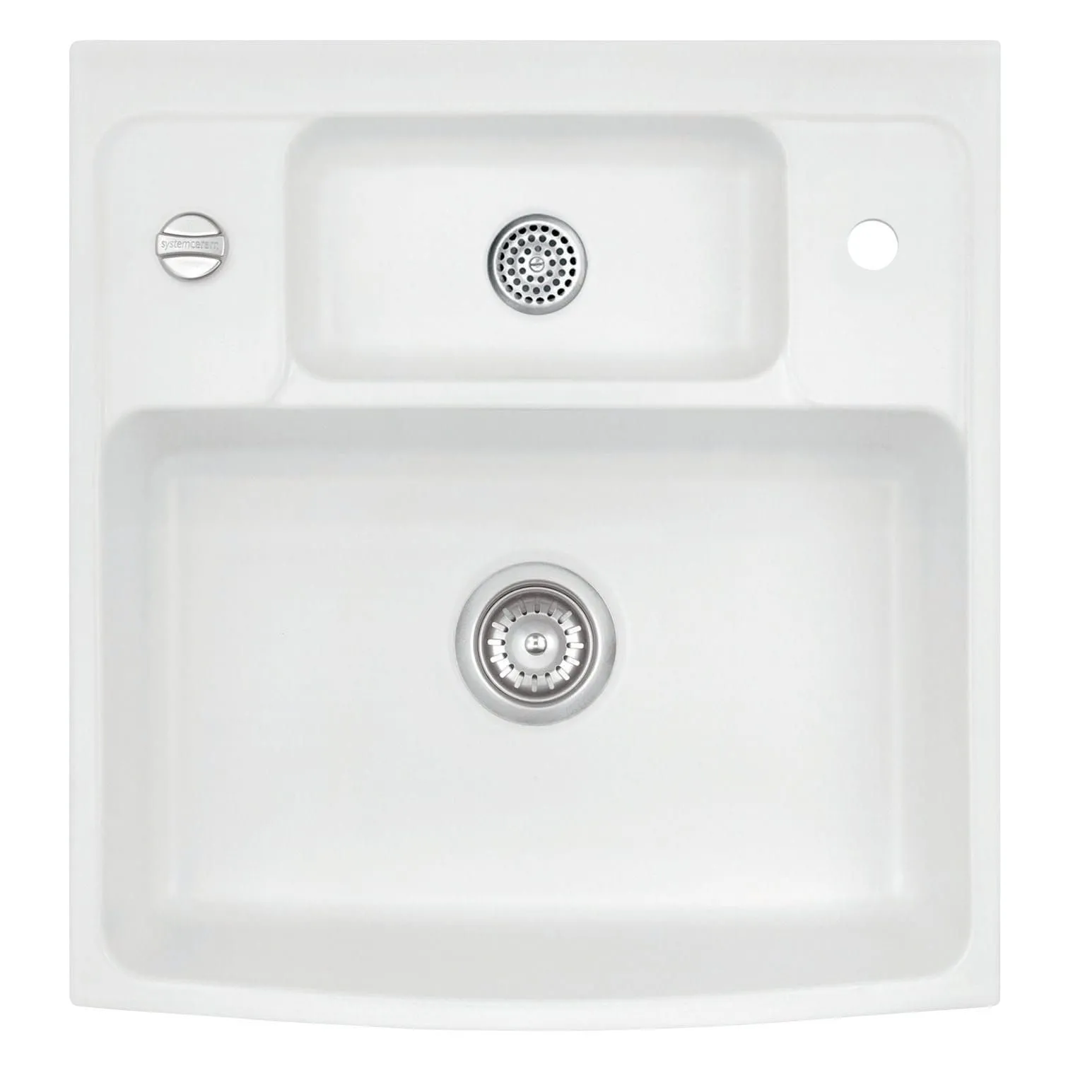 Systemceram Centra 60 Polar, zlewozmywak ceramiczny, korek automatyczny