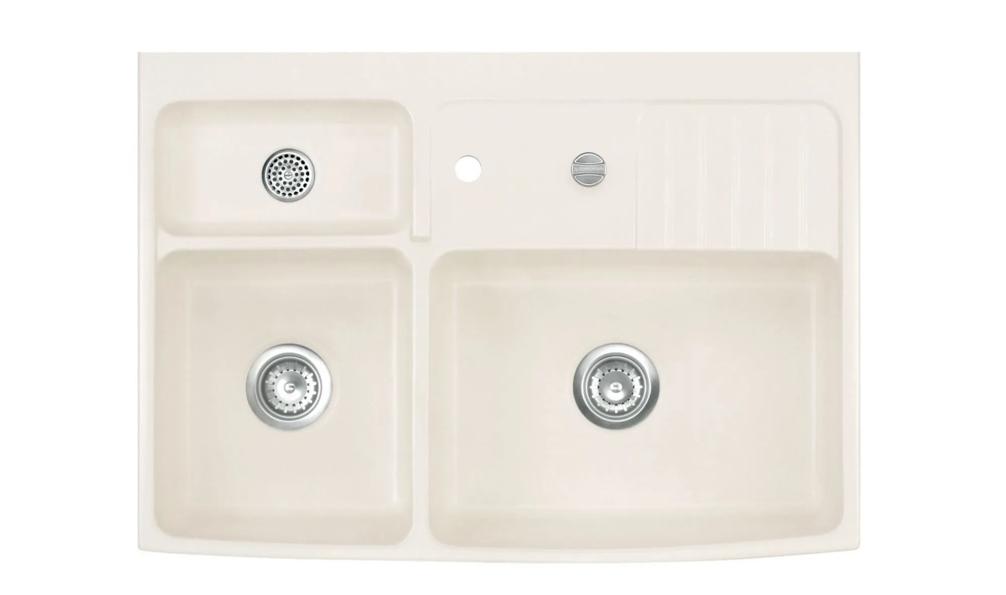 Systemceram Centra 90 Jasmin, zlewozmywak ceramiczny, korek automatyczny