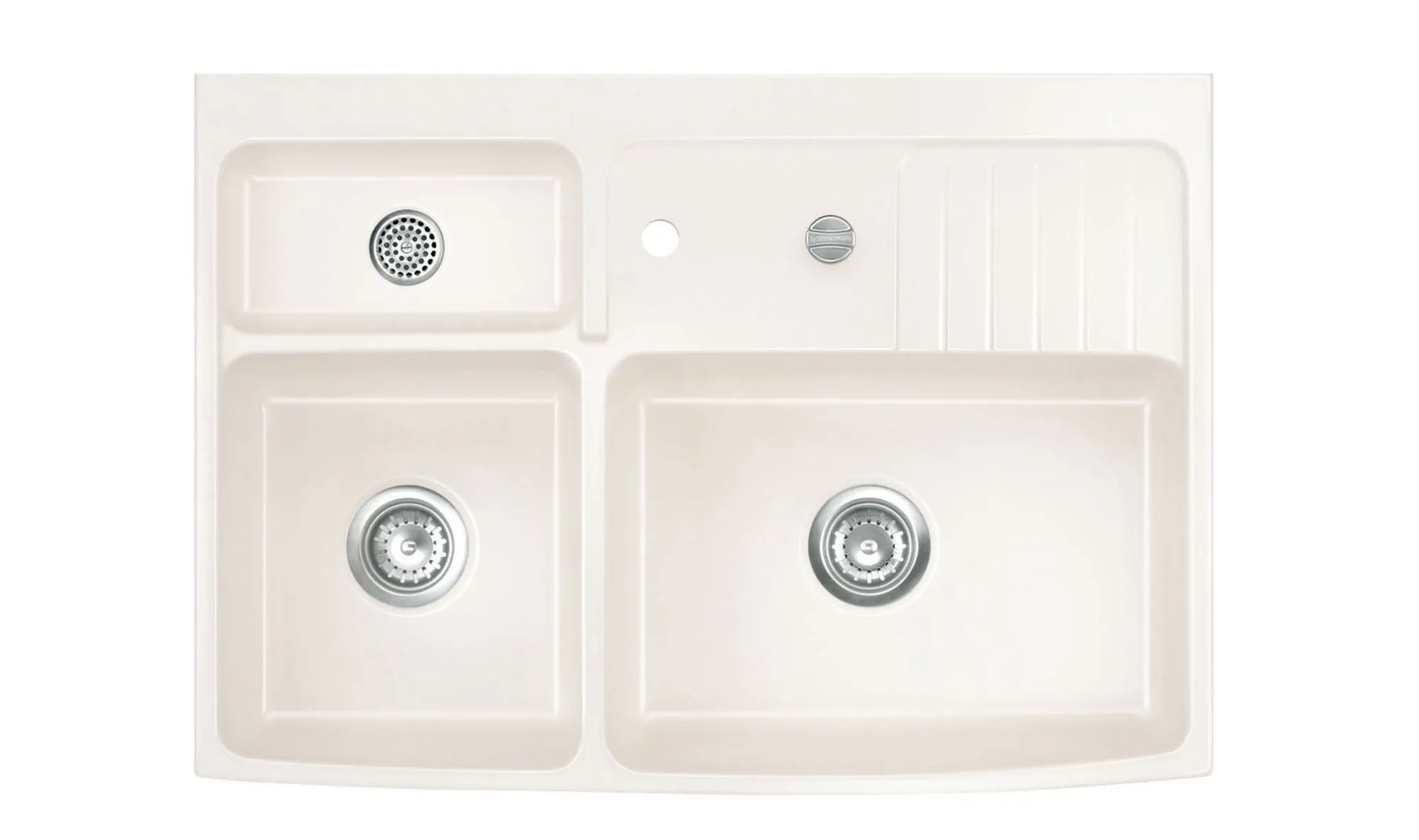 Systemceram Centra 90 Magnolia, zlewozmywak ceramiczny, korek automatyczny