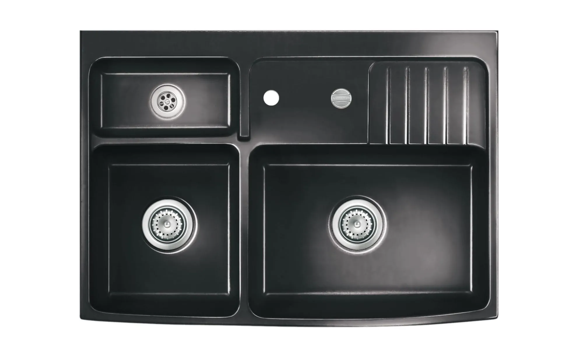 Systemceram Centra 90 Nero, zlewozmywak ceramiczny, korek automatyczny