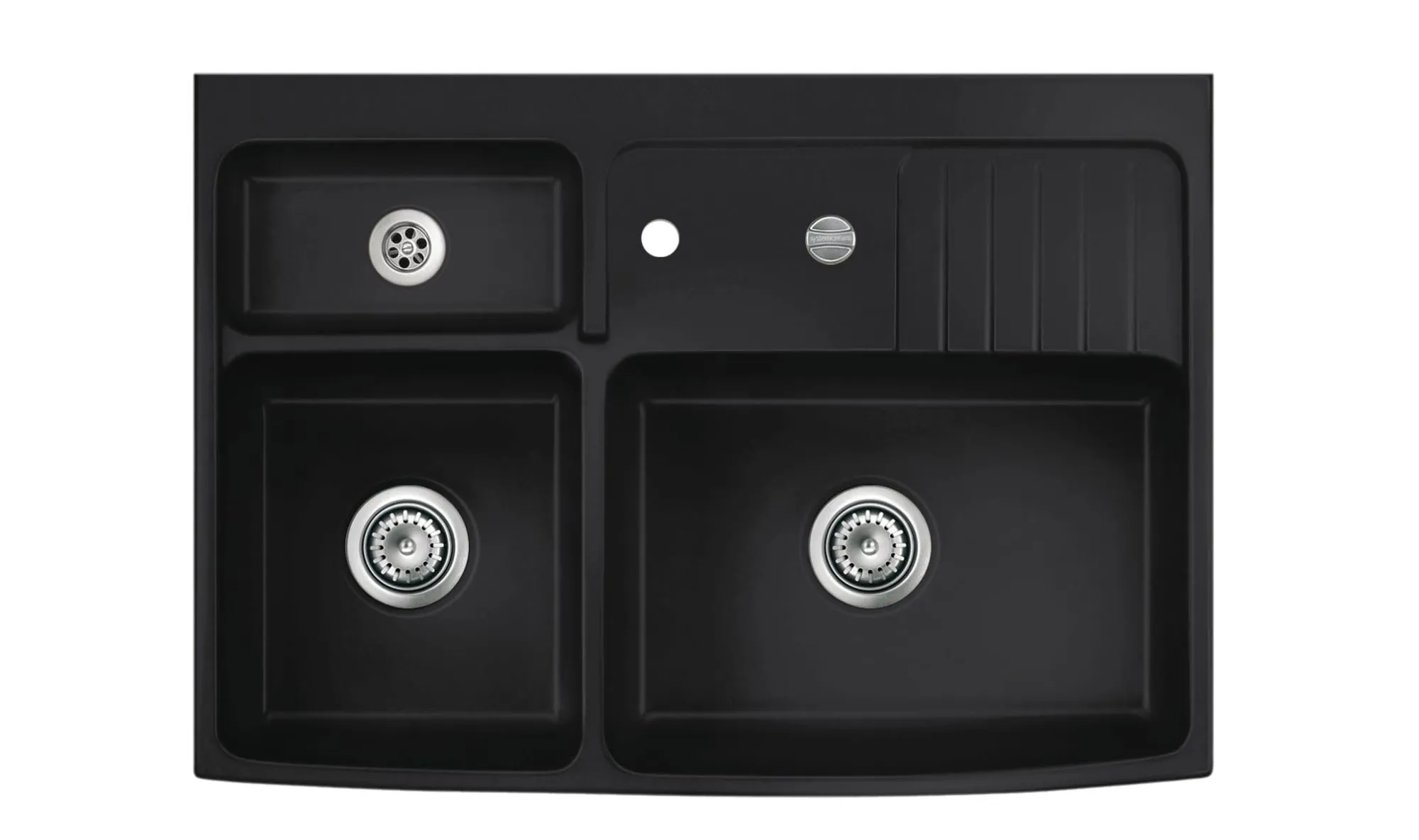 Systemceram Centra 90 Nigra, zlewozmywak ceramiczny, korek automatyczny