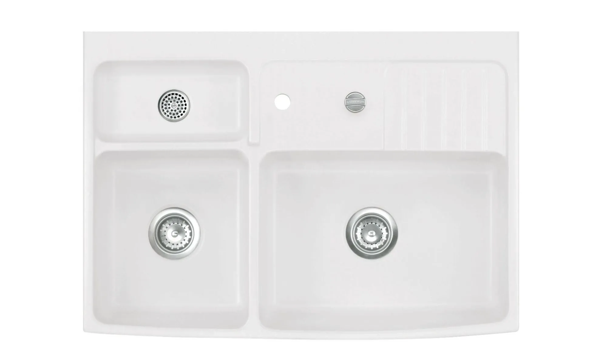 Systemceram Centra 90 Polar, zlewozmywak ceramiczny, korek automatyczny