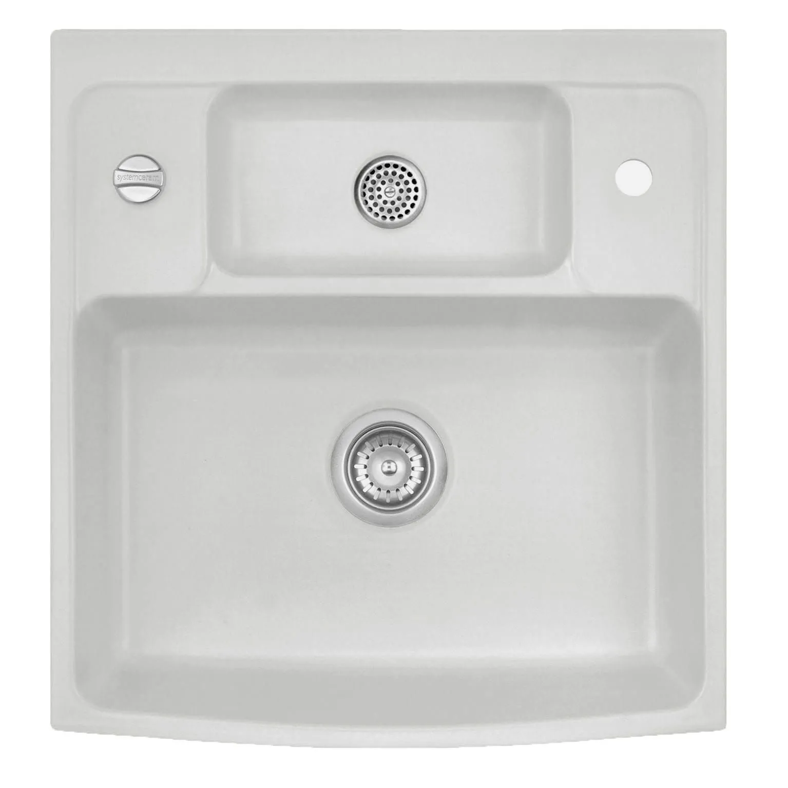 Systemceram Centra 90 Satin, zlewozmywak ceramiczny, korek automatyczny