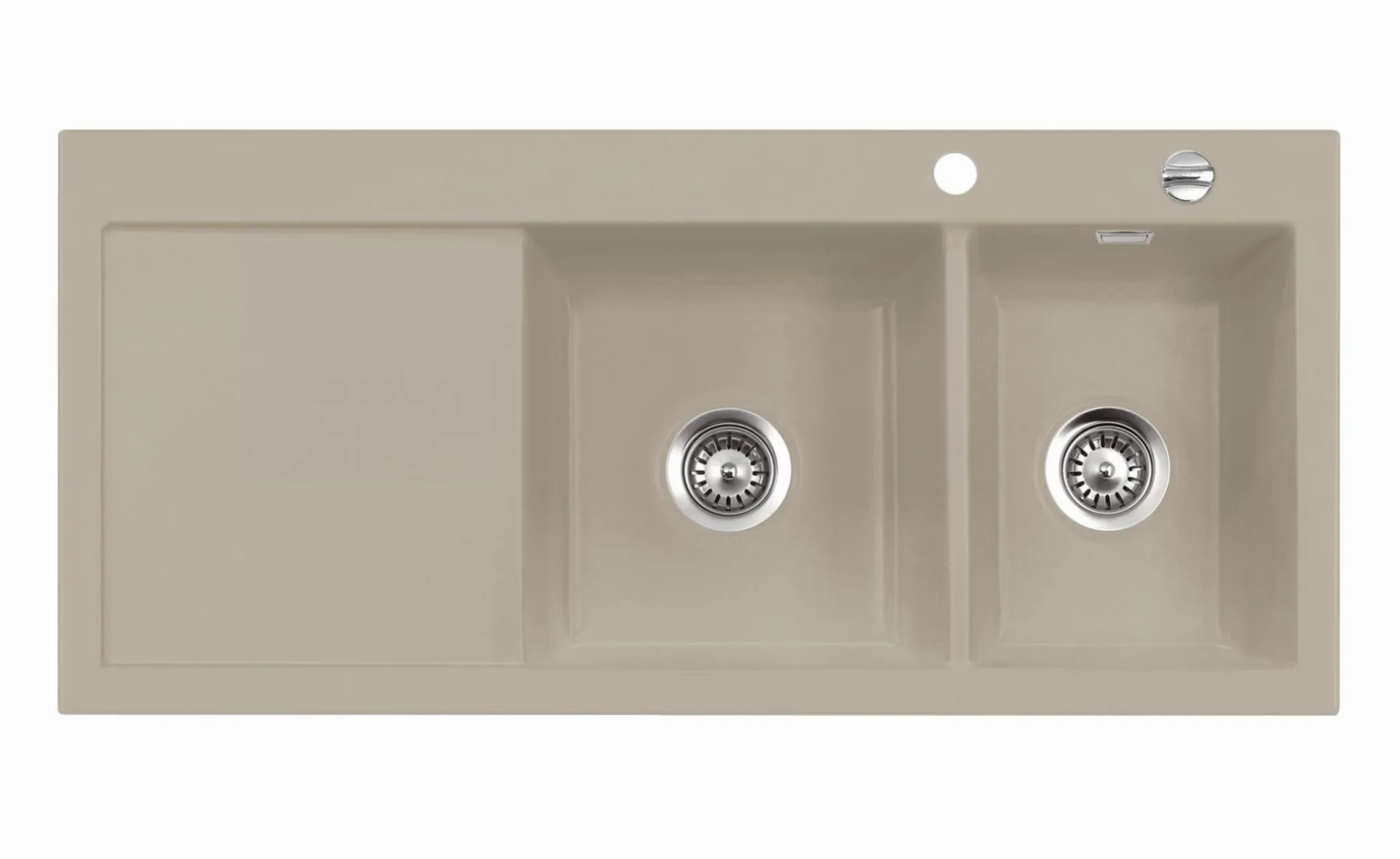 Systemceram Mera Double Fango, Zlewozmywak ceramiczny, korek manualny,