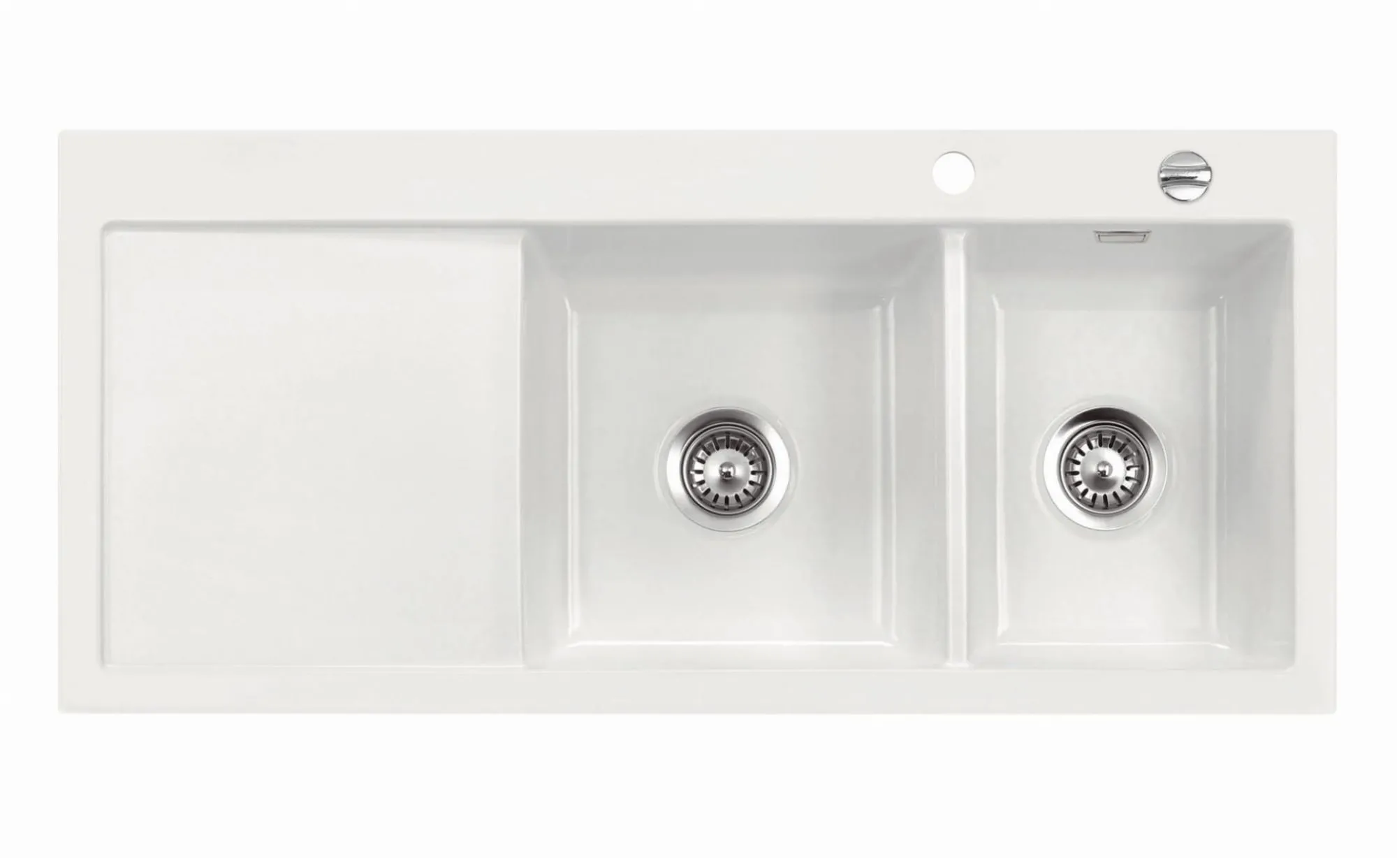 Systemceram Mera Double Gronland, Zlewozmywak ceramiczny, korek manualny,