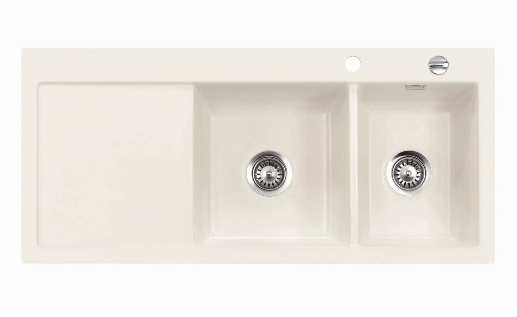 Systemceram Mera Double Jasmin, Zlewozmywak ceramiczny, korek manualny,