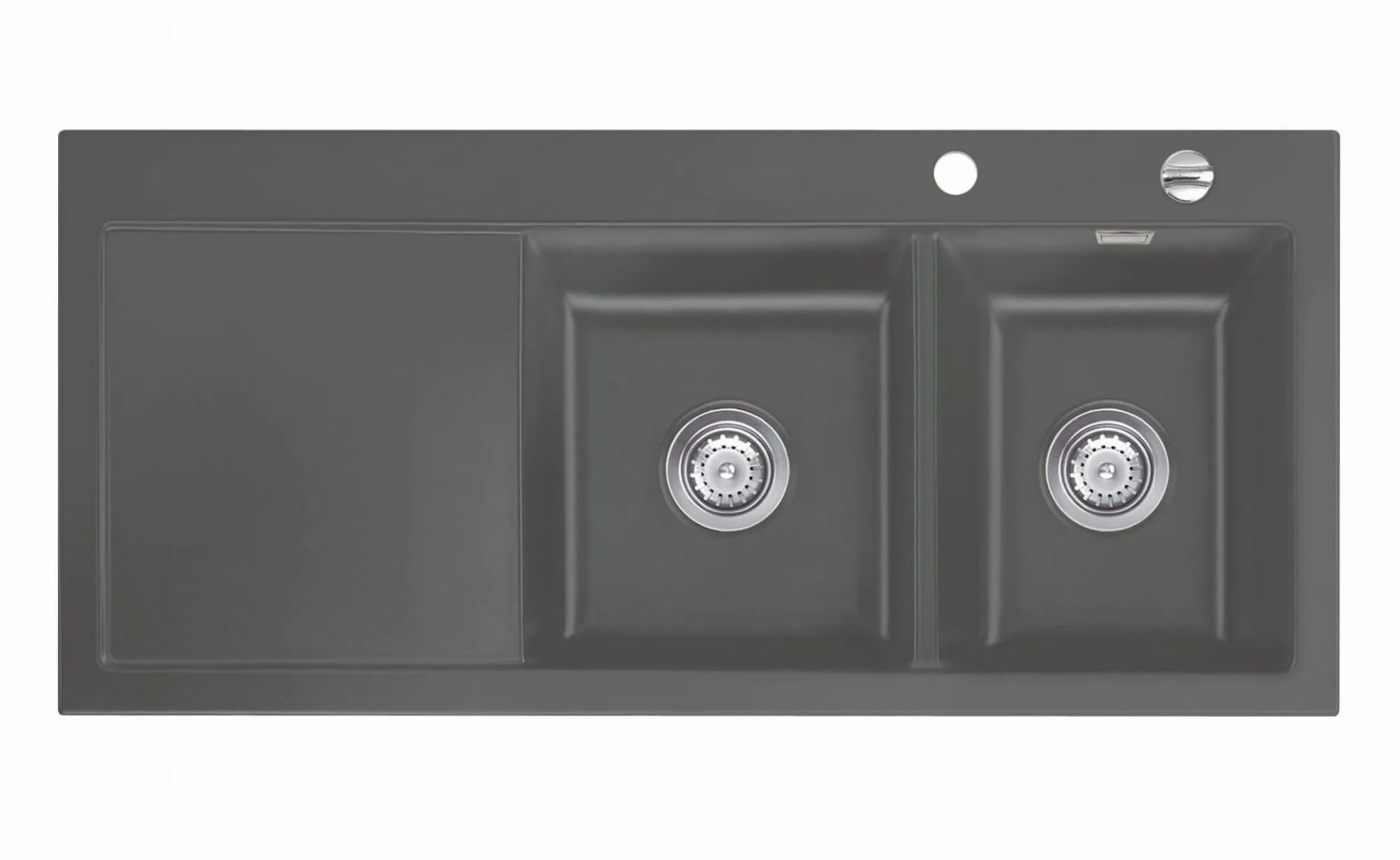 Systemceram Mera Double Lava, Zlewozmywak ceramiczny, korek manualny,