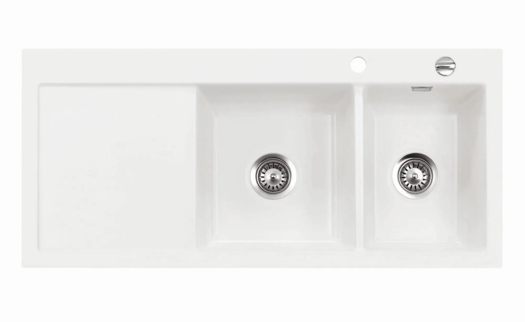 Systemceram Mera Double Polar, Zlewozmywak ceramiczny, korek manualny,