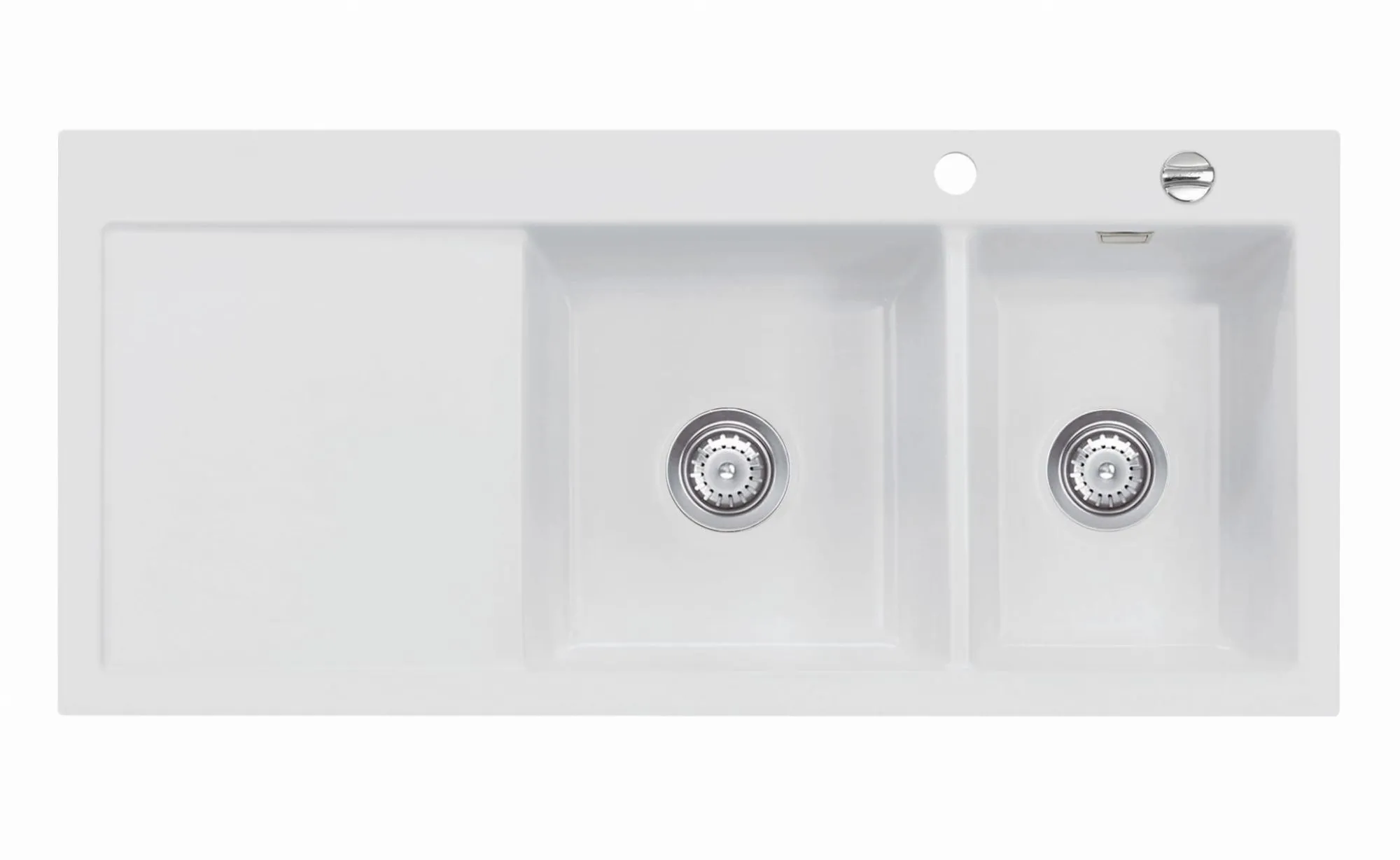 Systemceram Mera Double Satin, Zlewozmywak ceramiczny, korek manualny,