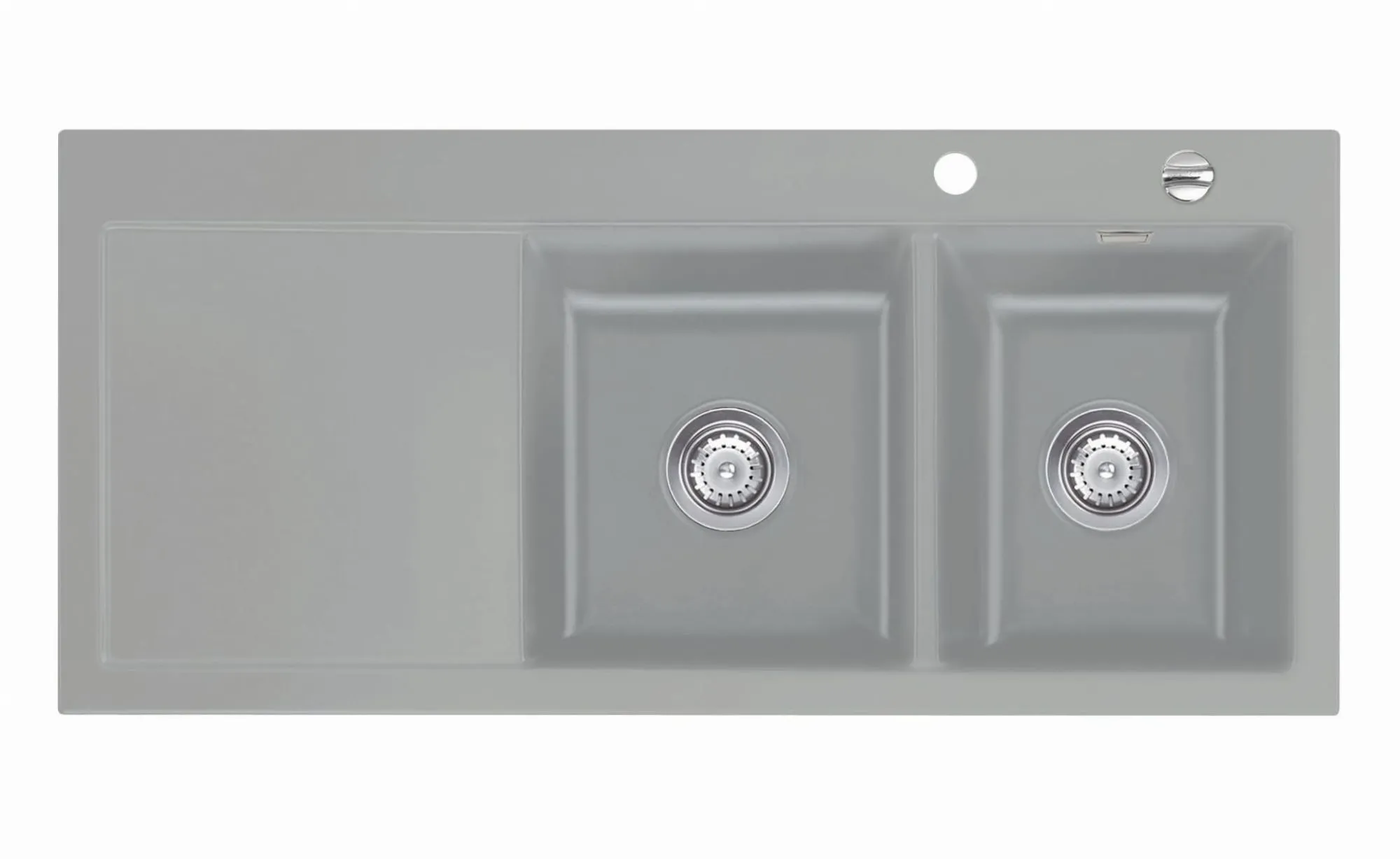 Systemceram Mera Double Titan, Zlewozmywak ceramiczny, korek manualny,