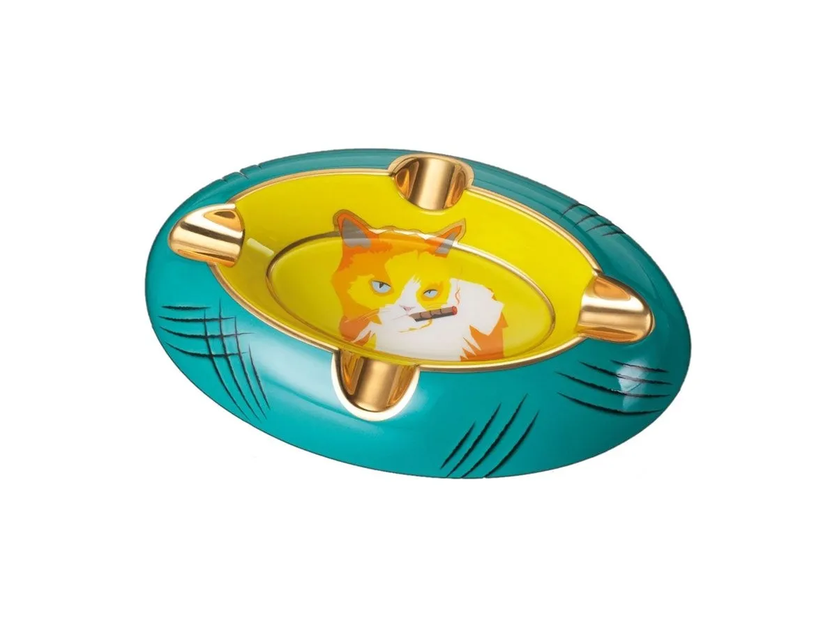 Siglo ASHTRAY GRUMPY CAT YELLOW/GREEN