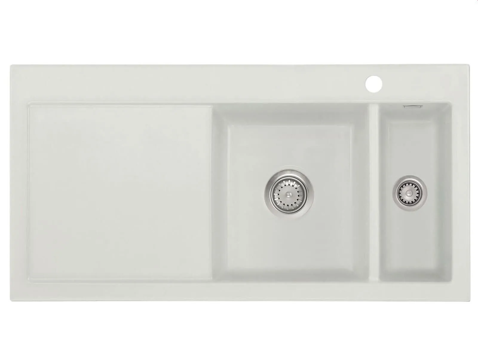 Systemceram Mera 100 Alu, Zlewozmywak ceramiczny, korek manualny