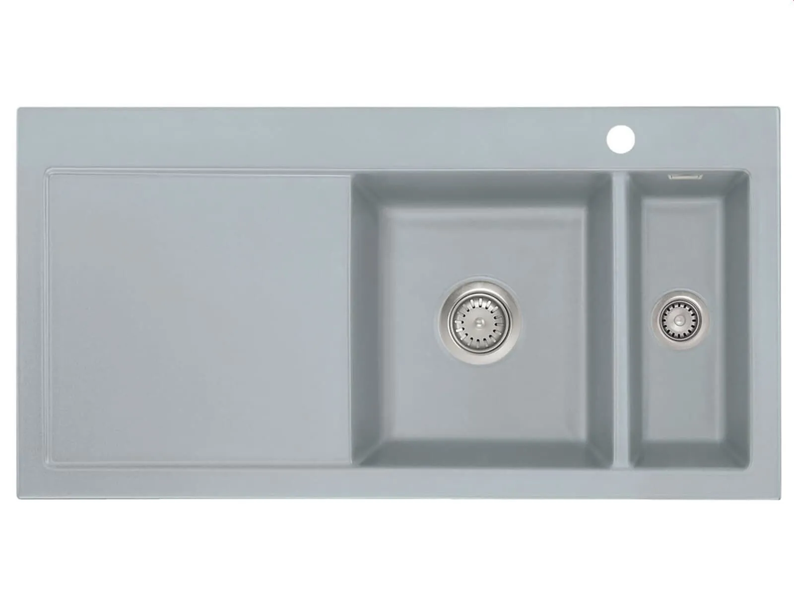 Systemceram Mera 100 Titan, Zlewozmywak ceramiczny, korek manualny