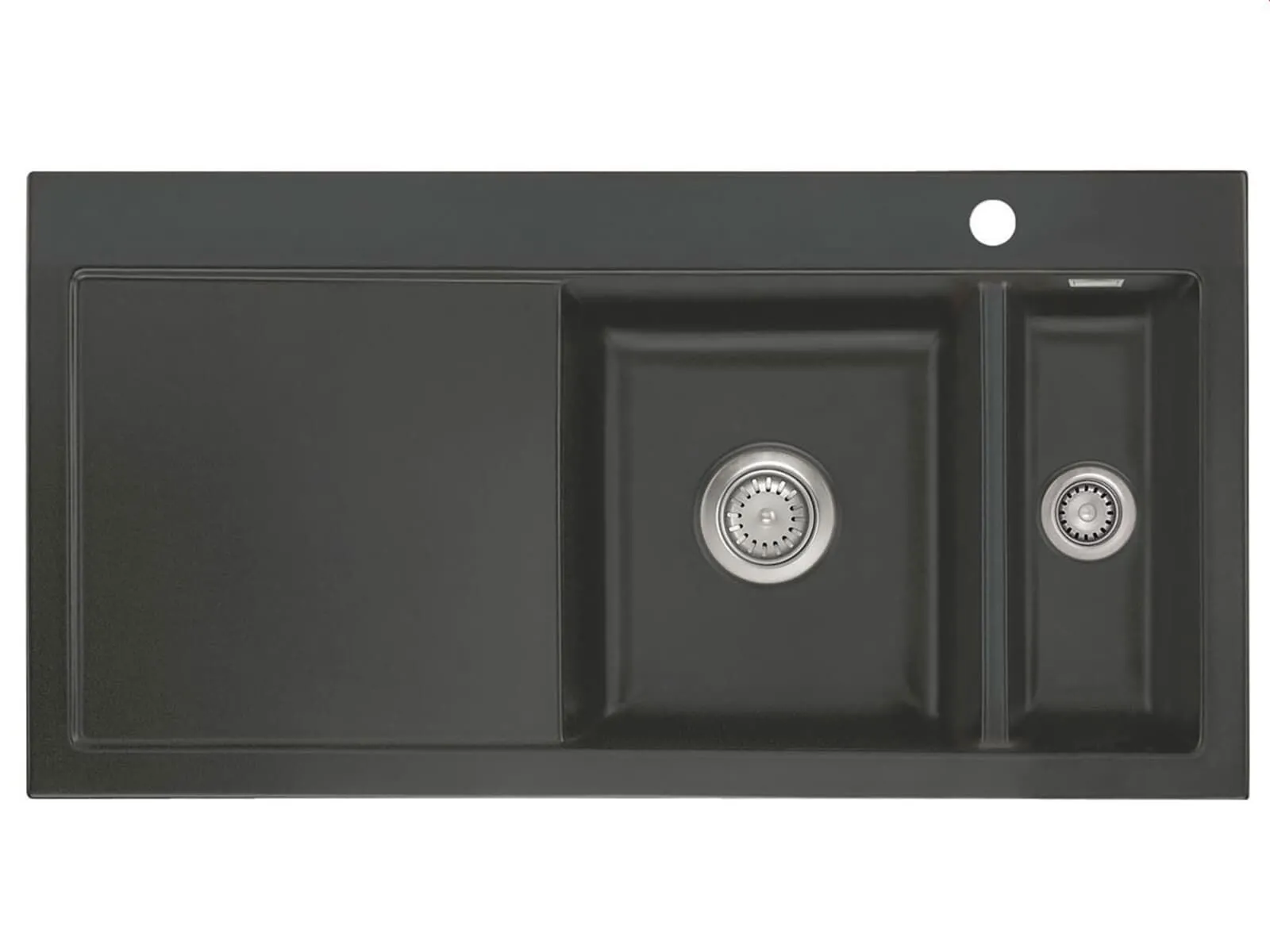 Systemceram Mera 100 Schiefer, Zlewozmywak ceramiczny, korek manualny