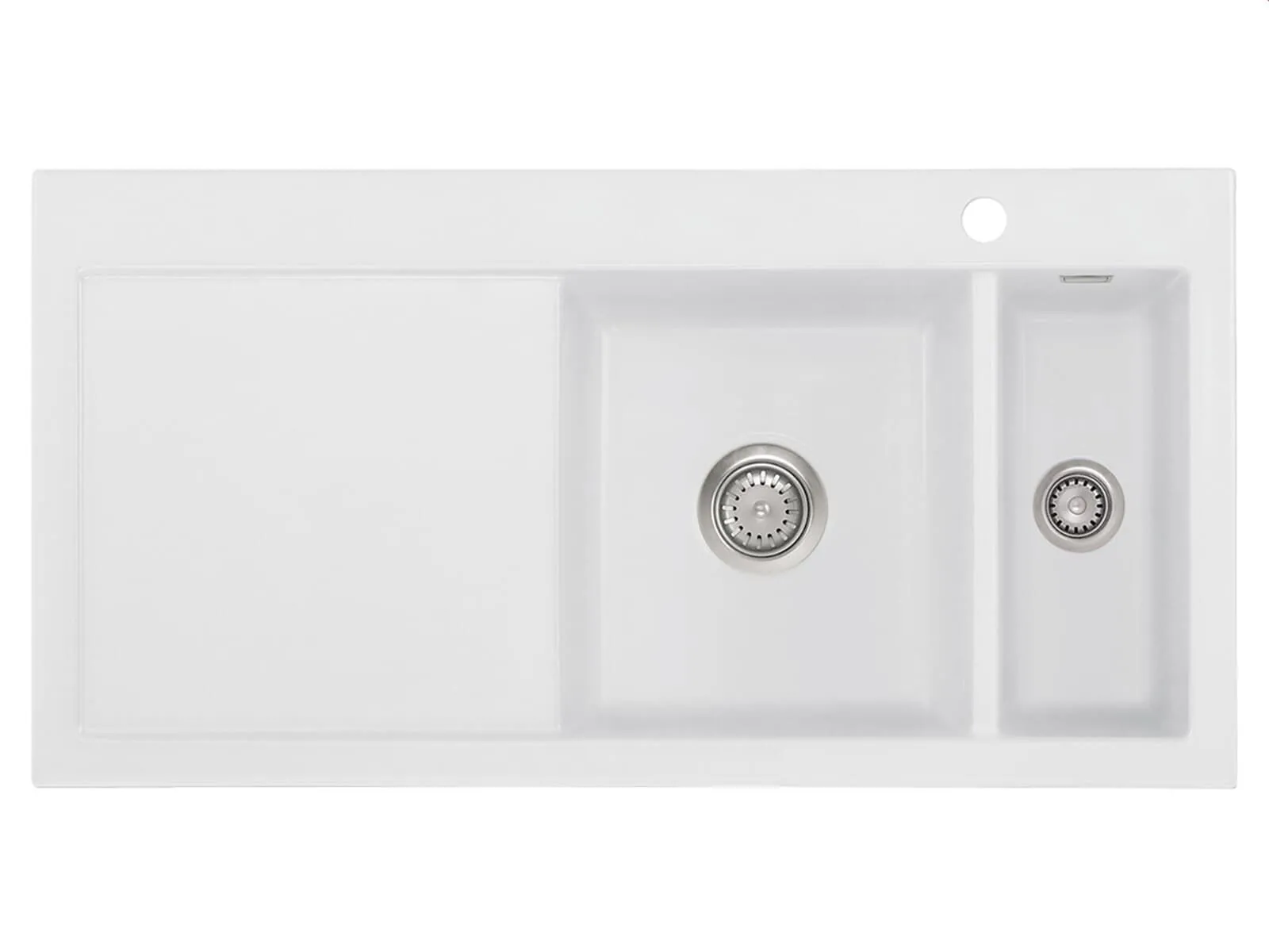 Systemceram Mera 100 Satin, Zlewozmywak ceramiczny, korek manualny