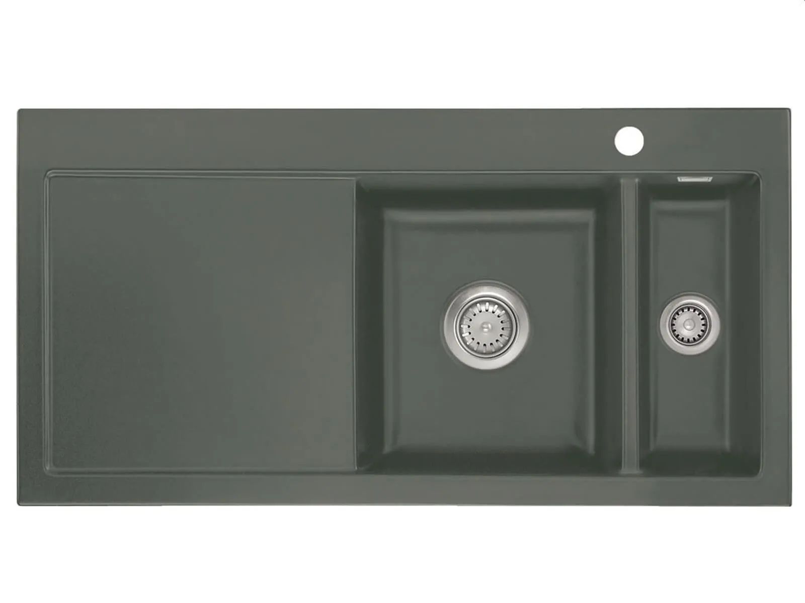 Systemceram Mera 100 Lava, Zlewozmywak ceramiczny, korek manualny