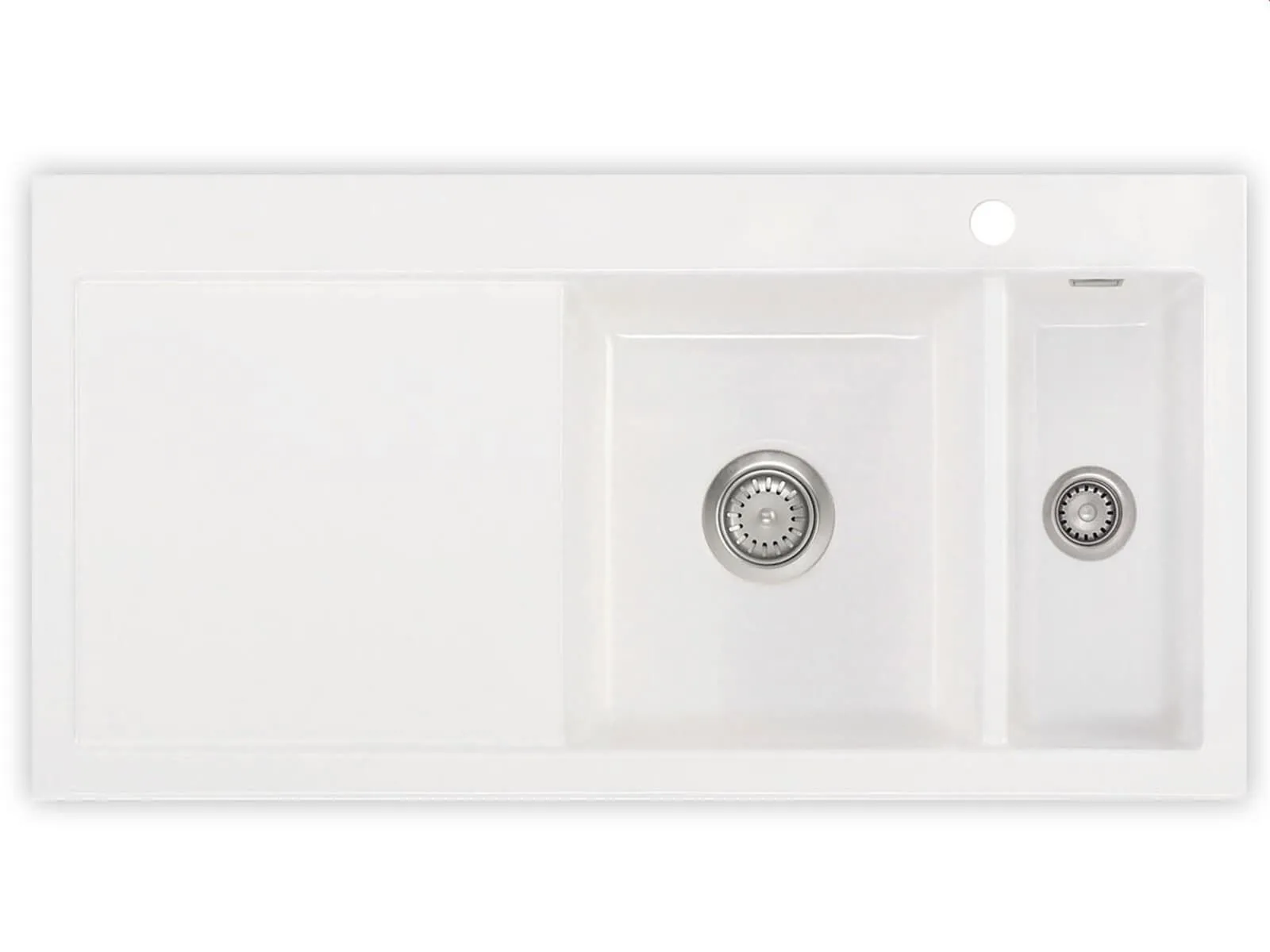 Systemceram Mera 100 Gronland, Zlewozmywak ceramiczny, korek manualny