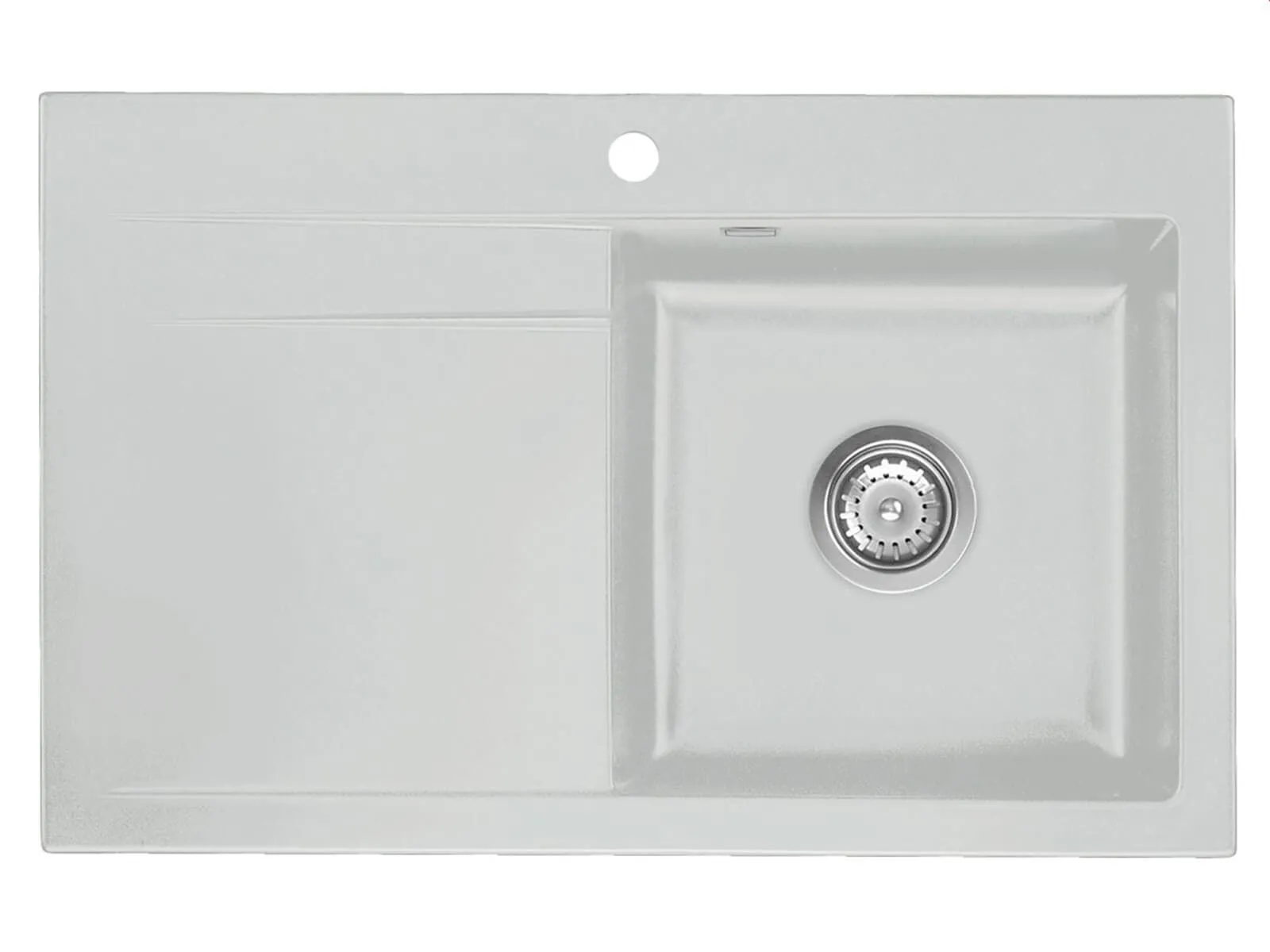 Systemceram Stema 80 Alu, zlewozmywak ceramiczny, korek manualny