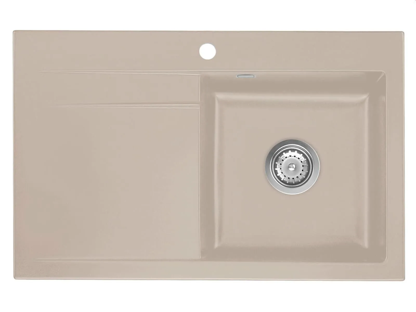 Systemceram Stema 80 Fango, zlewozmywak ceramiczny, korek manualny