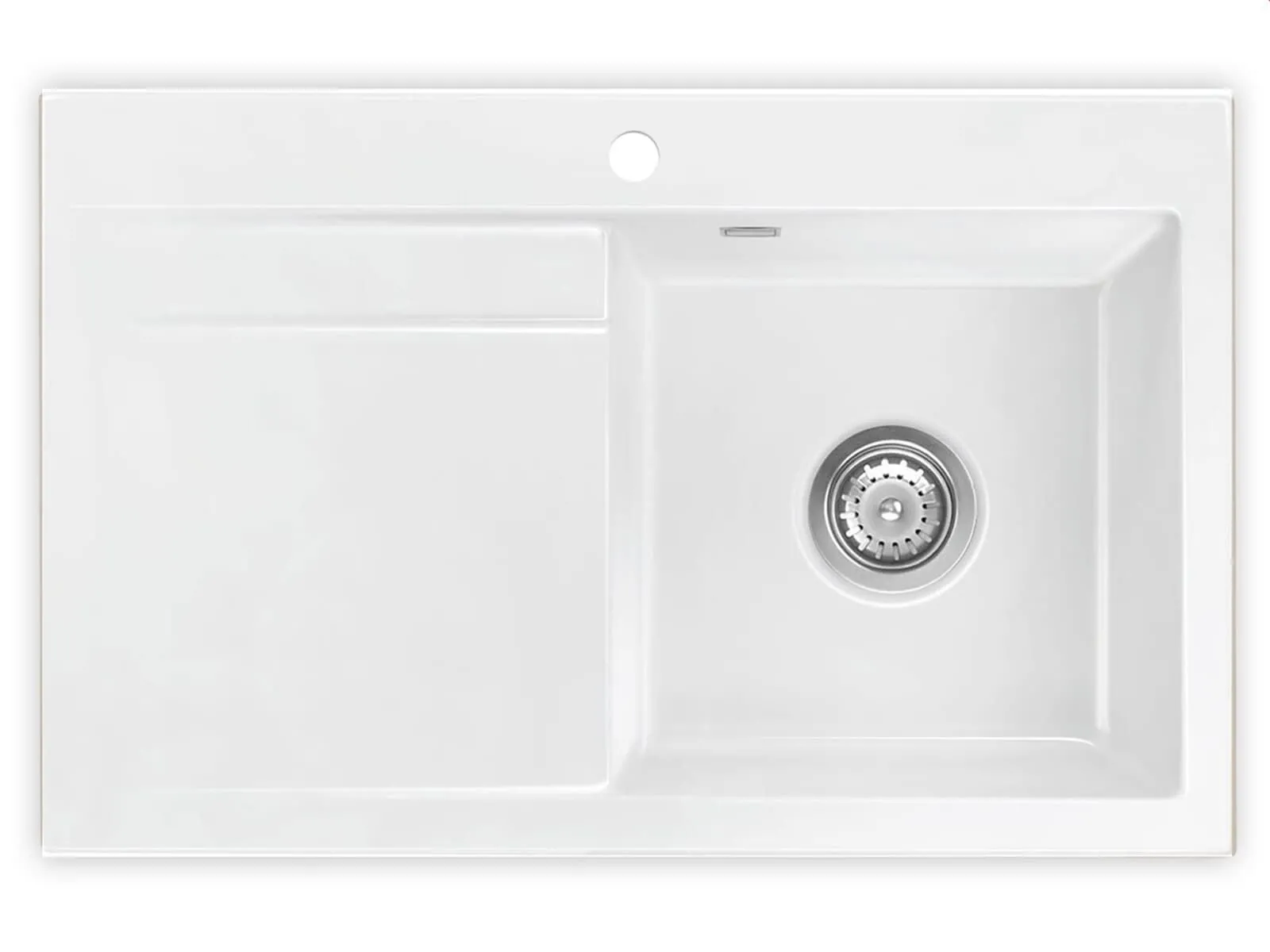 Systemceram Stema 80 Gronland, zlewozmywak ceramiczny, korek manualny