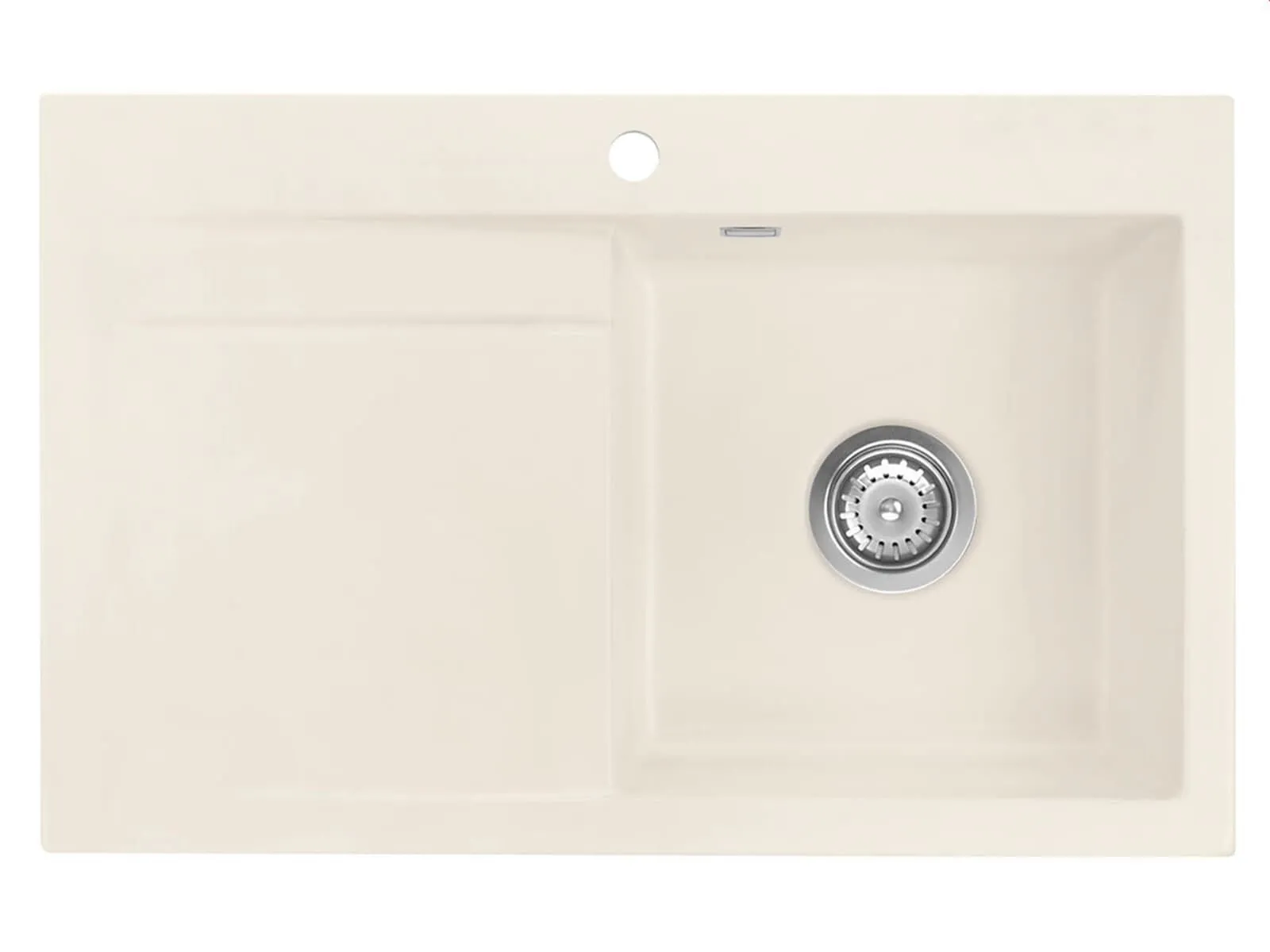 Systemceram Stema 80 Jasmin, zlewozmywak ceramiczny, korek manualny