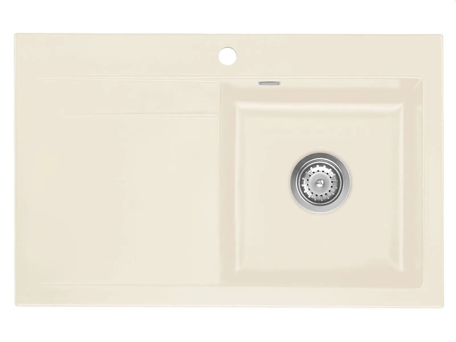 Systemceram Stema 80 Magnolia, zlewozmywak ceramiczny, korek manualny