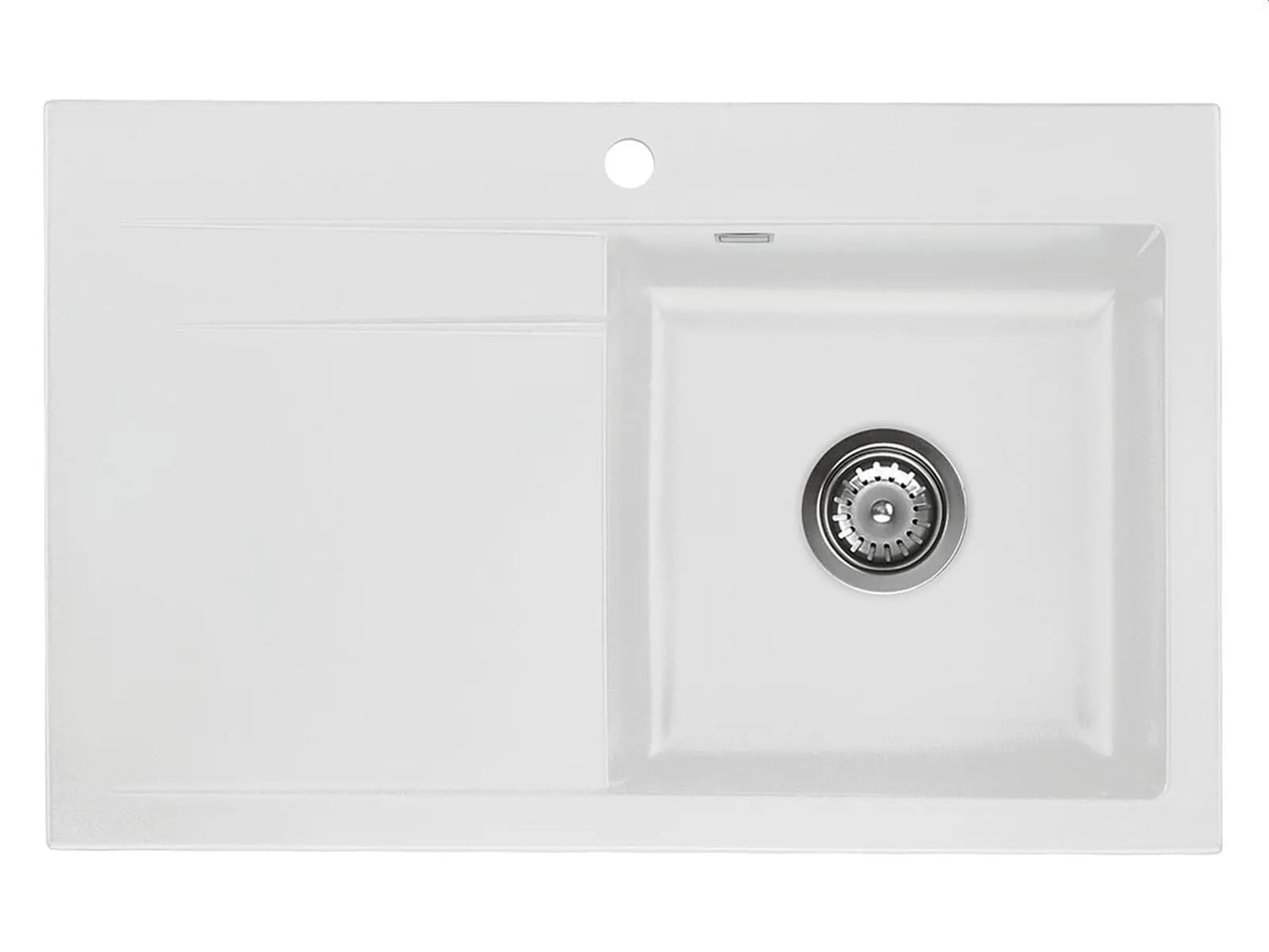 Systemceram Stema 80 Satin, zlewozmywak ceramiczny, korek manualny