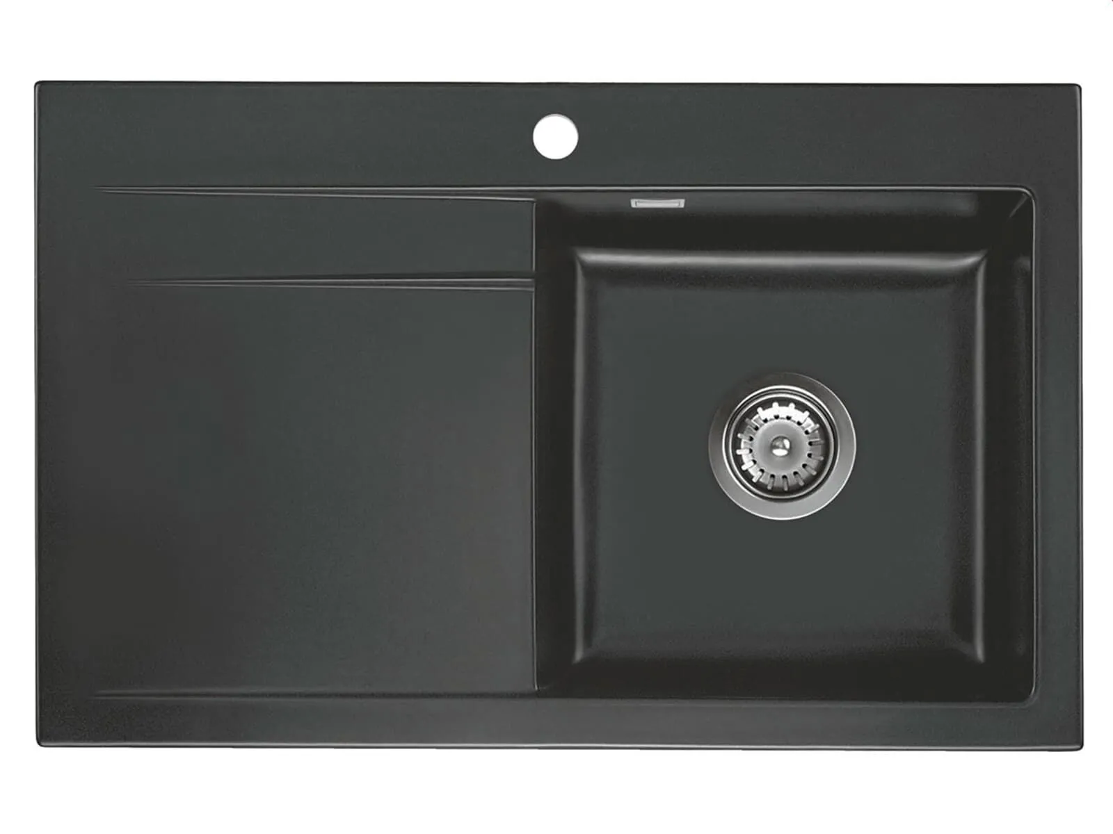 Systemceram Stema 80 Schiefer, zlewozmywak ceramiczny, korek manualny