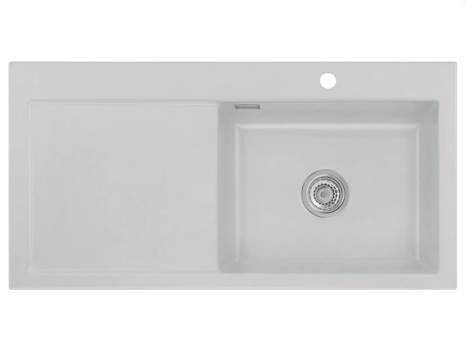 Systemceram Mera 100 SL Alu, zlewozmywak ceramiczny, korek manualny