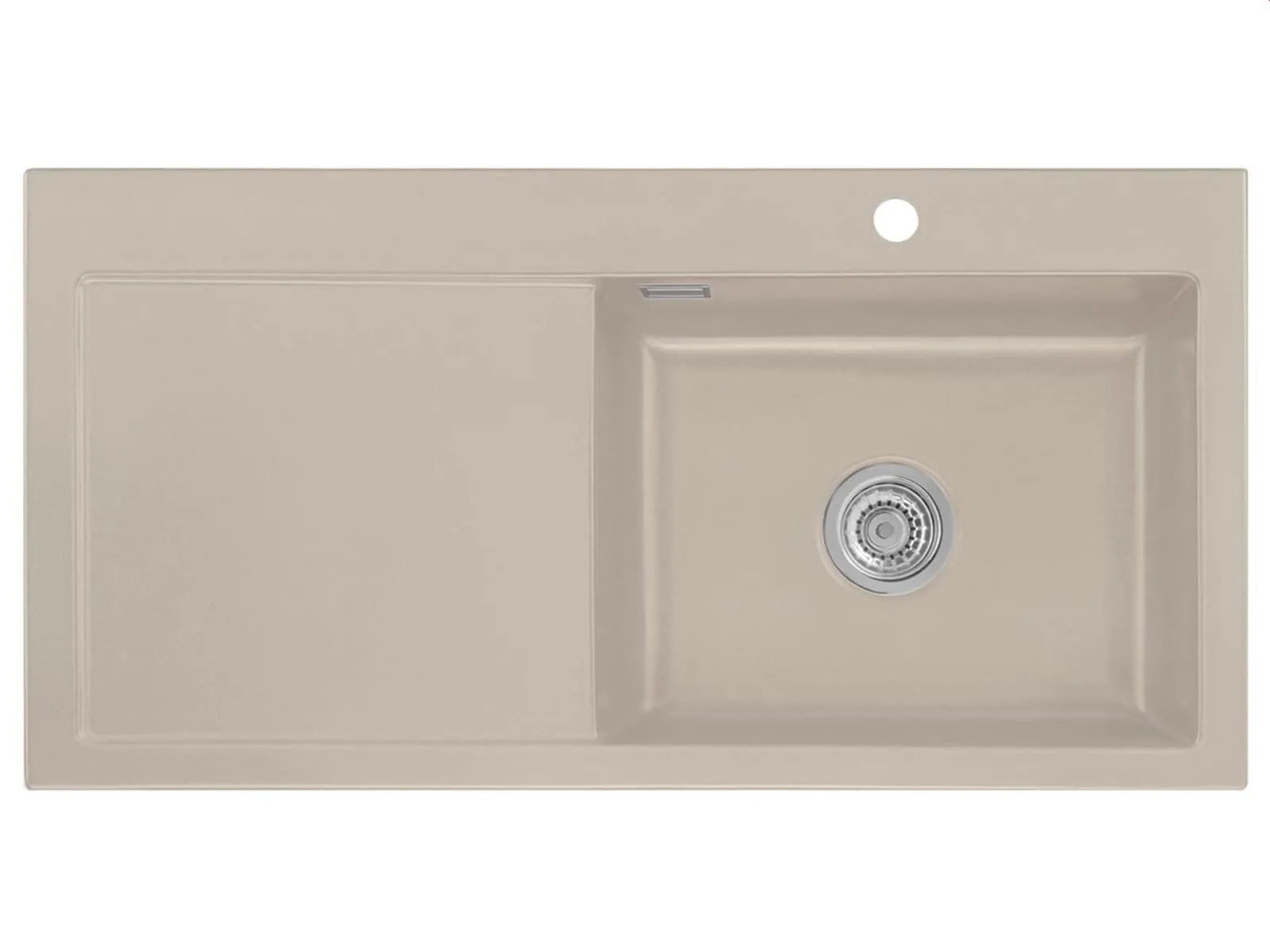 Systemceram Mera 100 SL Fango, zlewozmywak ceramiczny, korek manualny