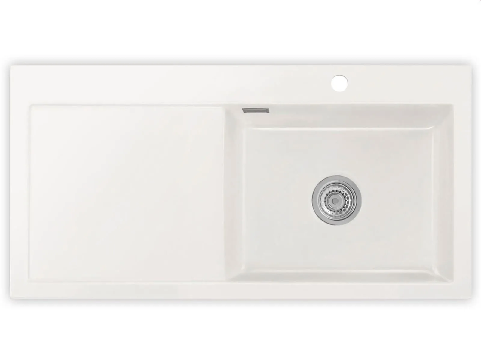 Systemceram Mera 100 SL Gronland, zlewozmywak ceramiczny, korek manualny