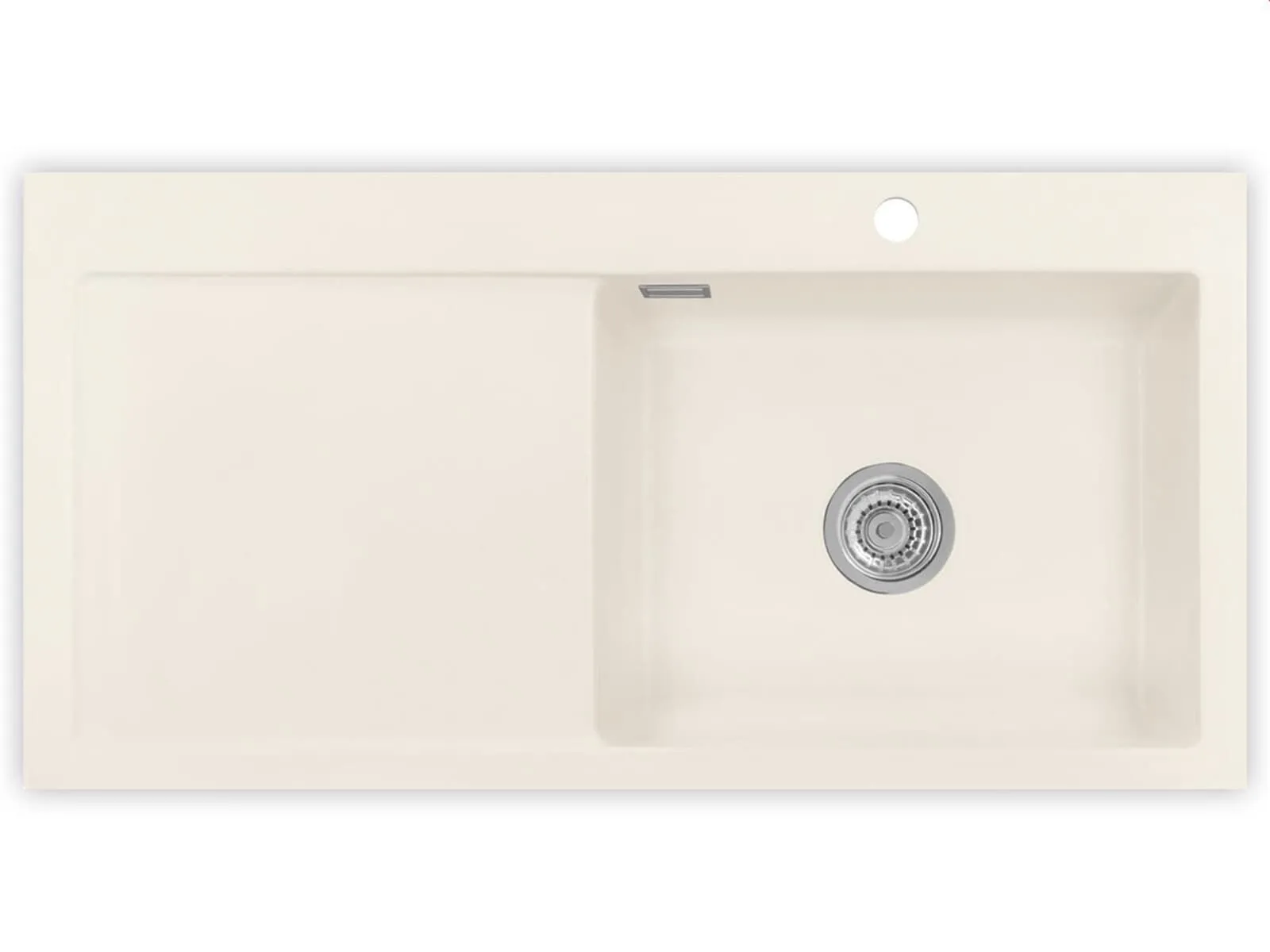 Systemceram Mera 100 SL Jasmin, zlewozmywak ceramiczny, korek manualny