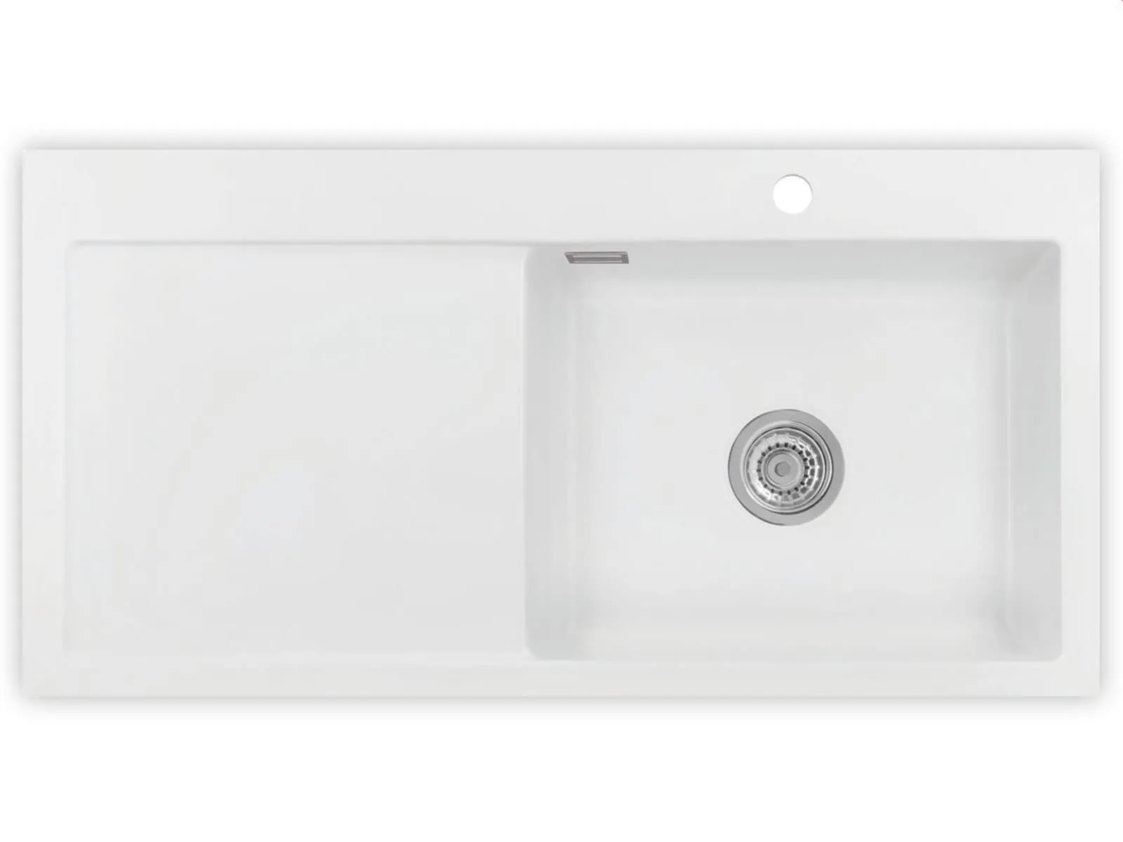 Systemceram Mera 100 SL Polar, zlewozmywak ceramiczny, korek manualny