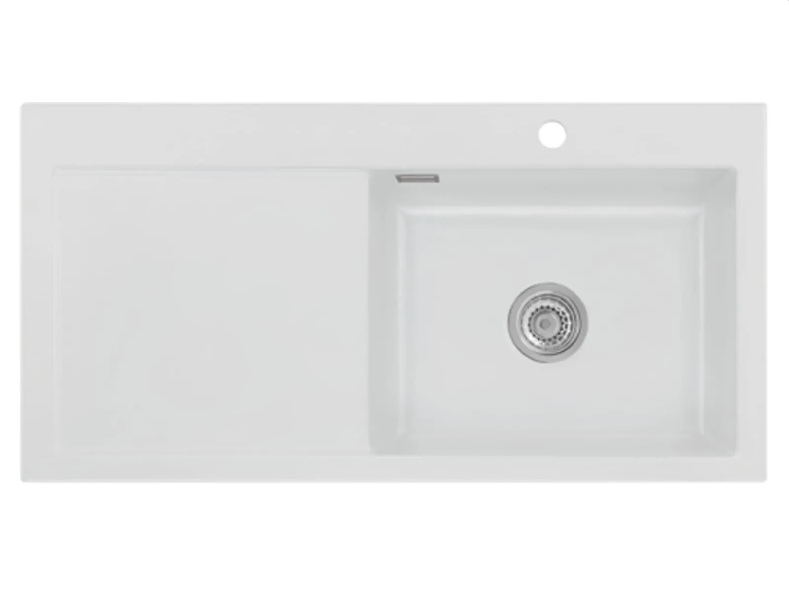 Systemceram Mera 100 SL Satin, zlewozmywak ceramiczny, korek manualny