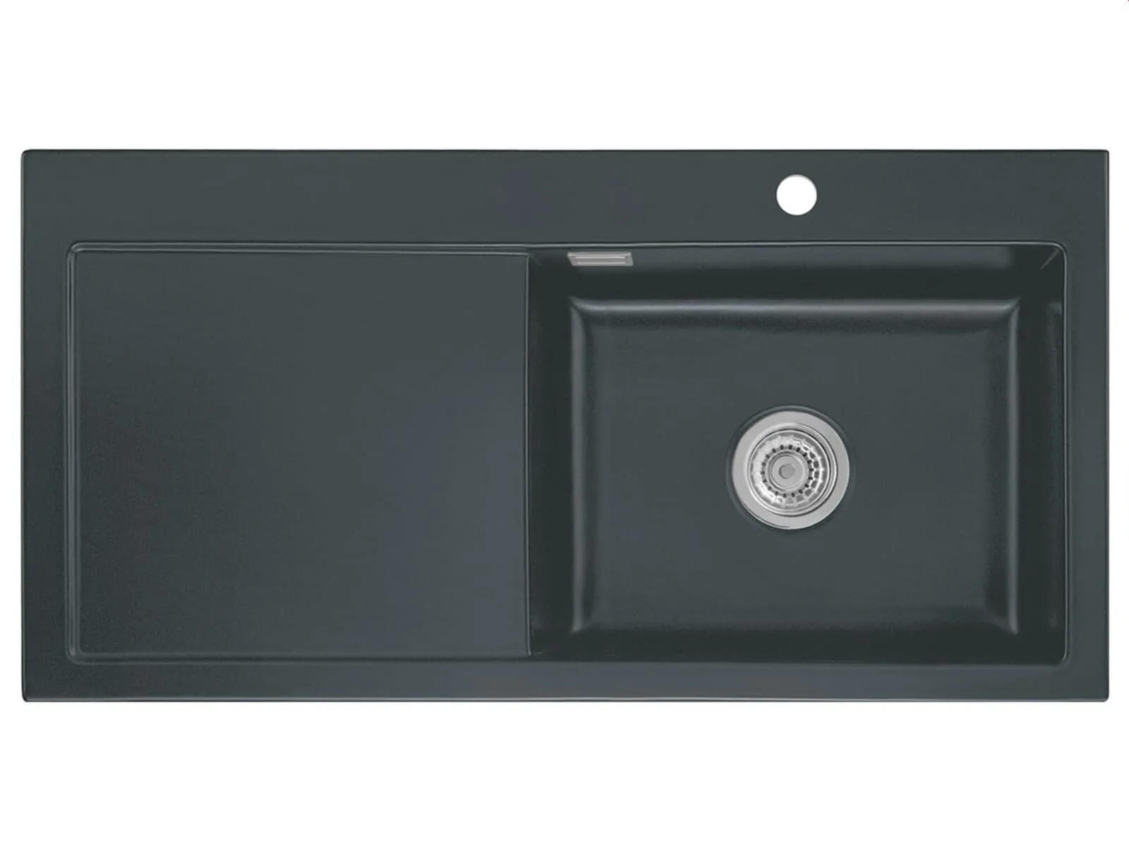 Systemceram Mera 100 SL Schiefer, zlewozmywak ceramiczny, korek manualny