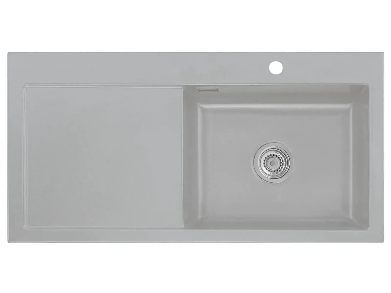 Systemceram Mera 100 SL Titan, zlewozmywak ceramiczny, korek manualny