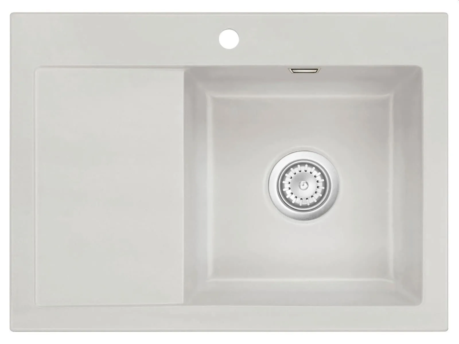 Systemceram Mera 70 Alu, zlewozmywak ceramiczny, korek manualny
