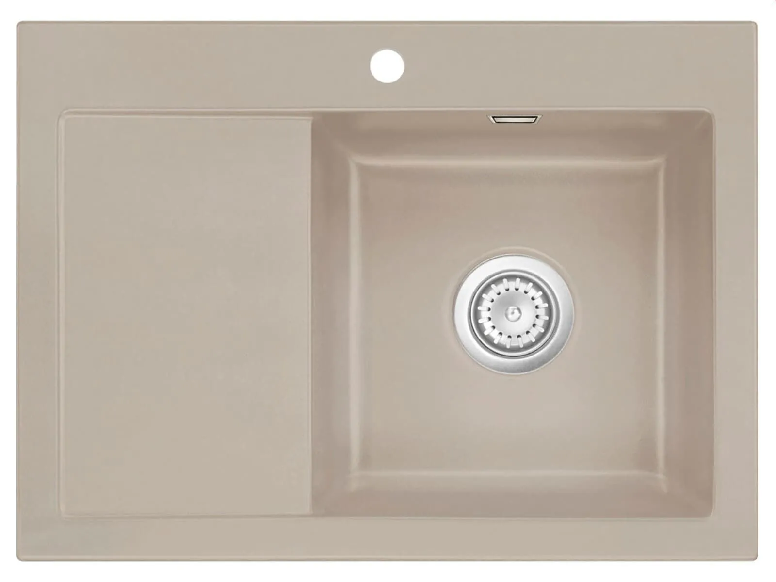 Systemceram Mera 70 Fango, zlewozmywak ceramiczny, korek manualny