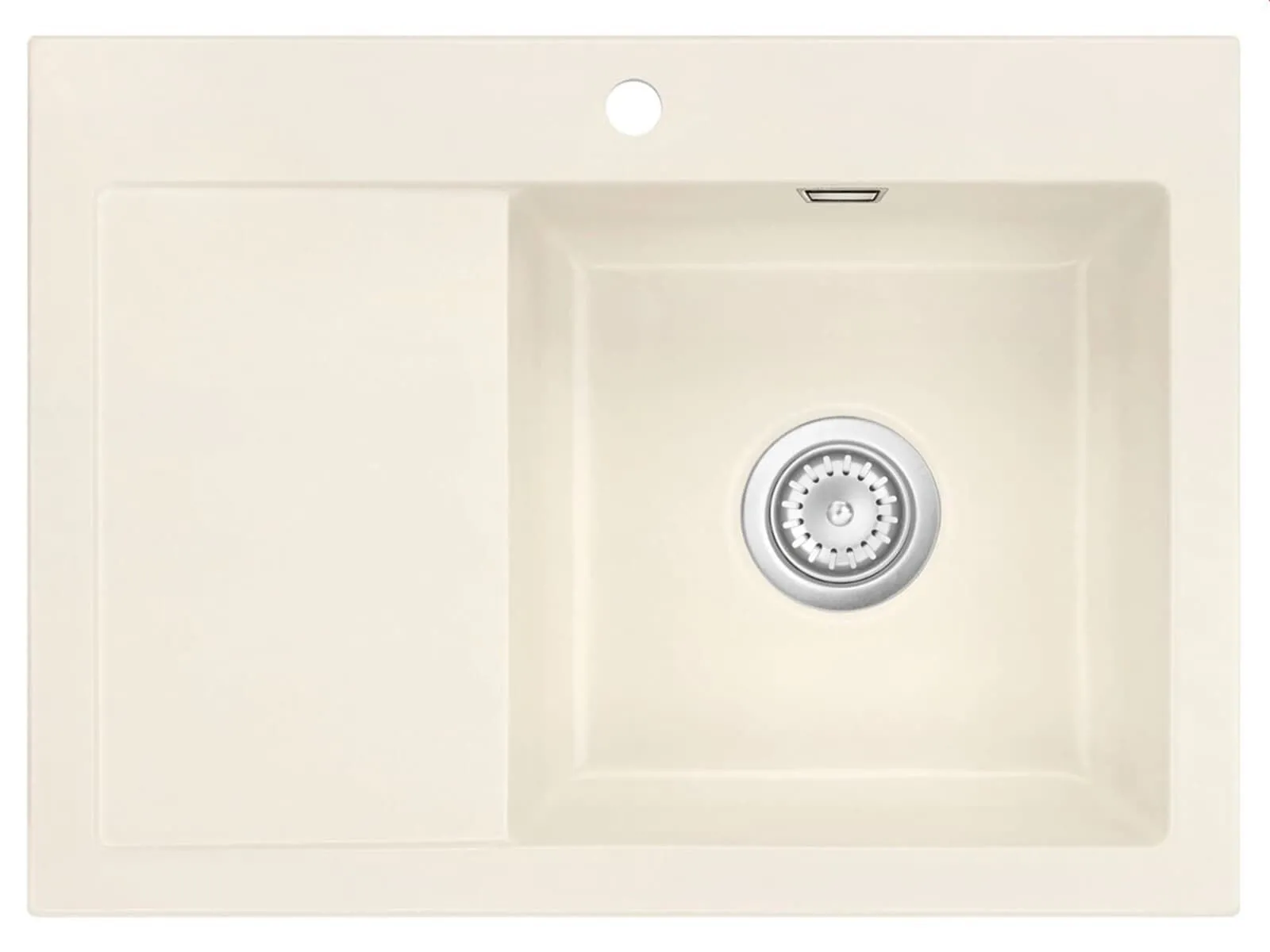 Systemceram Mera 70 Jasmin, zlewozmywak ceramiczny, korek manualny