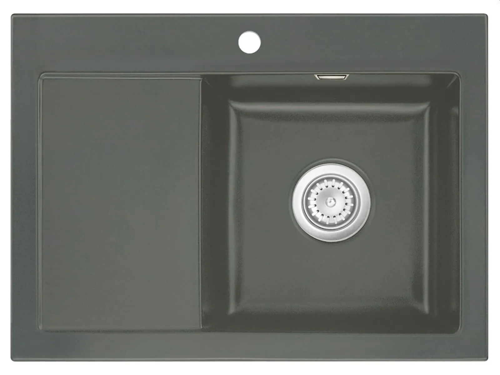 Systemceram Mera 70 Lava, zlewozmywak ceramiczny, korek manualny