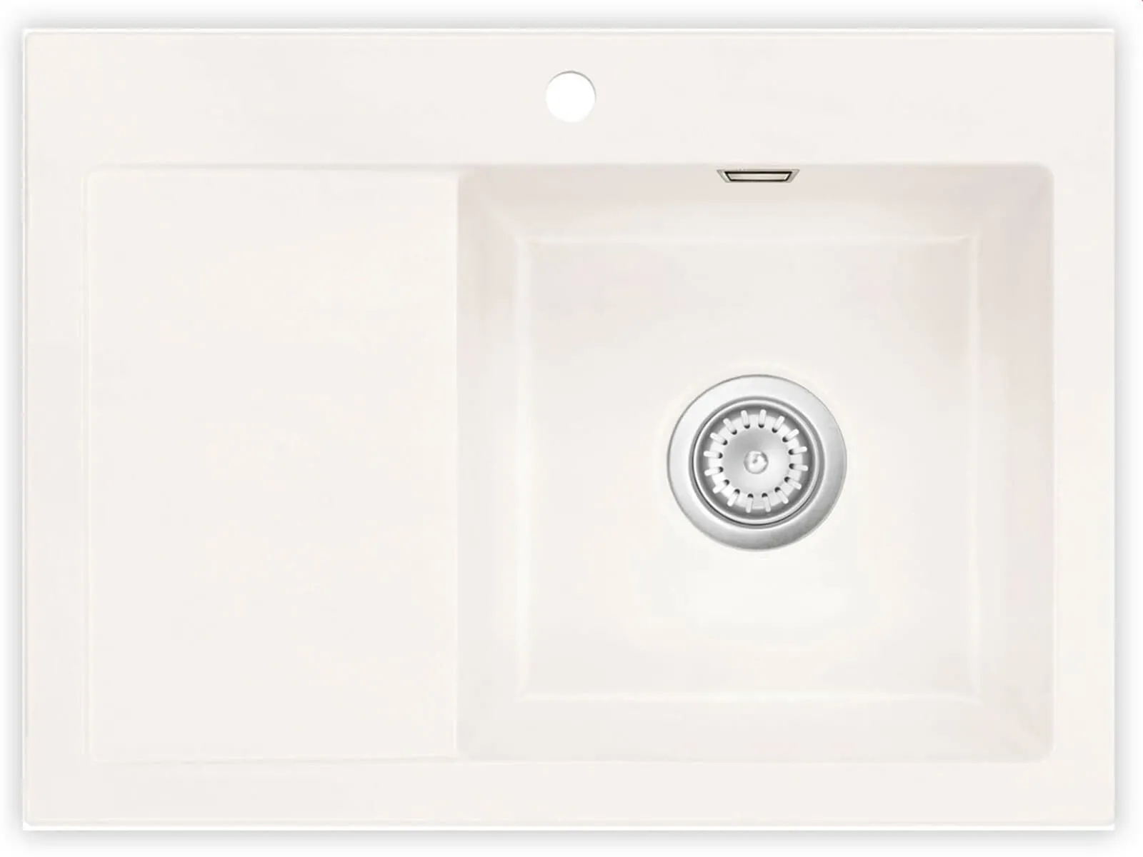 Systemceram Mera 70 Polar, zlewozmywak ceramiczny, korek manualny