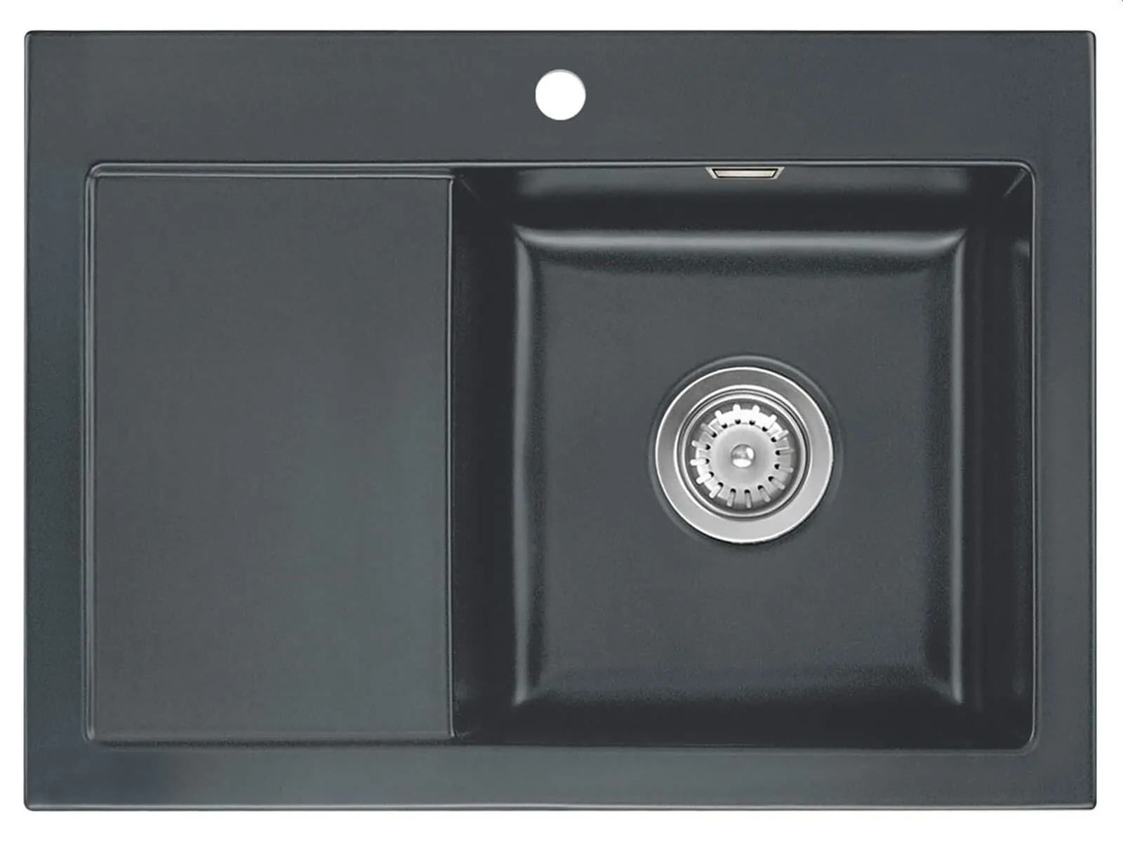 Systemceram Mera 70 Schiefer, zlewozmywak ceramiczny, korek manualny