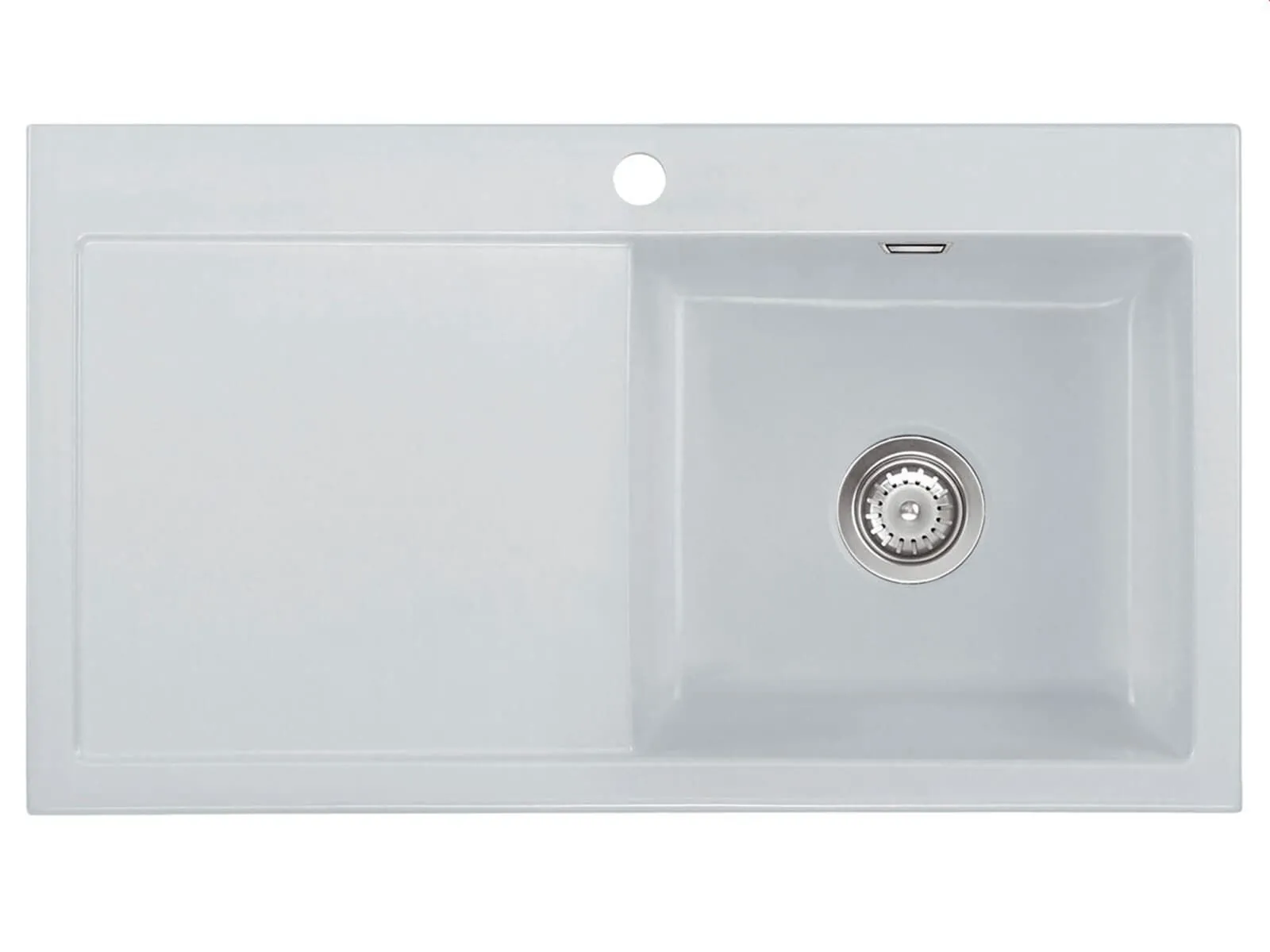 Systemceram Mera 90 Alu, zlewozmywak ceramiczny, korek manualny