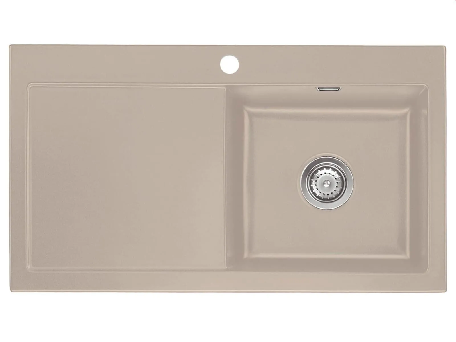 Systemceram Mera 90 Fango, zlewozmywak ceramiczny, korek manualny