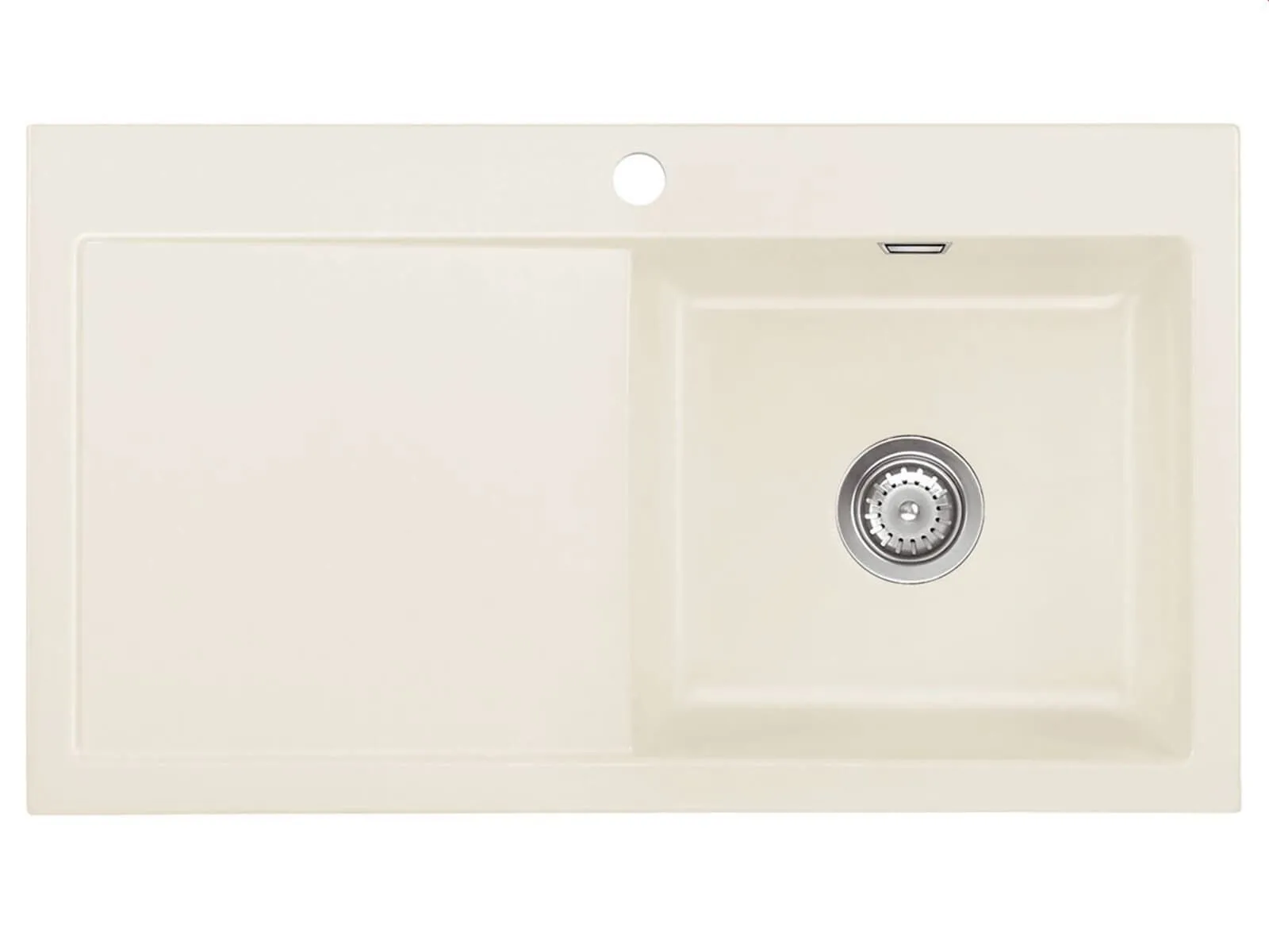 Systemceram Mera 90 Jasmin, zlewozmywak ceramiczny, korek manualny