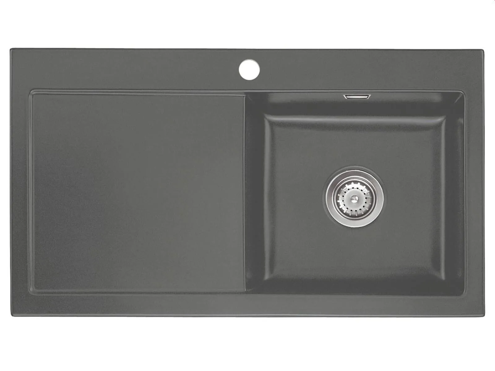 Systemceram Mera 90 Lava, zlewozmywak ceramiczny, korek manualny