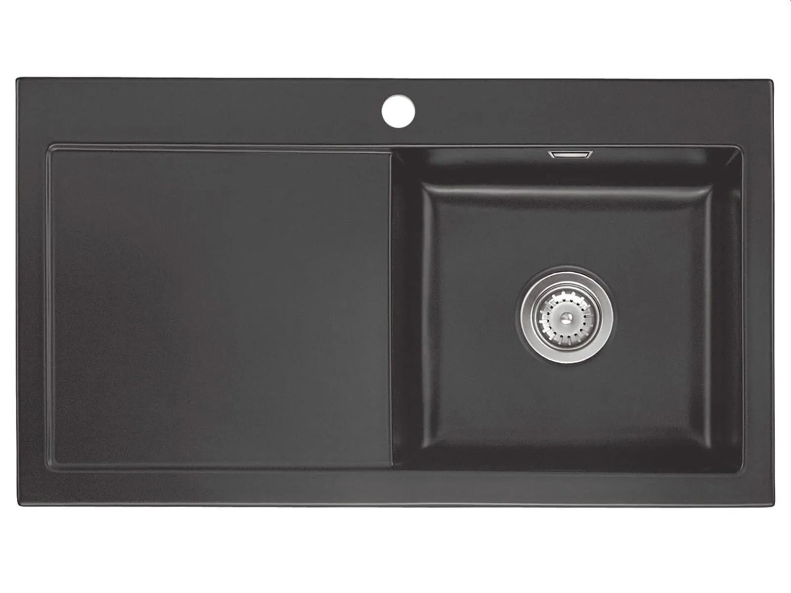 Systemceram Mera 90 Schiefer, zlewozmywak ceramiczny, korek manualny