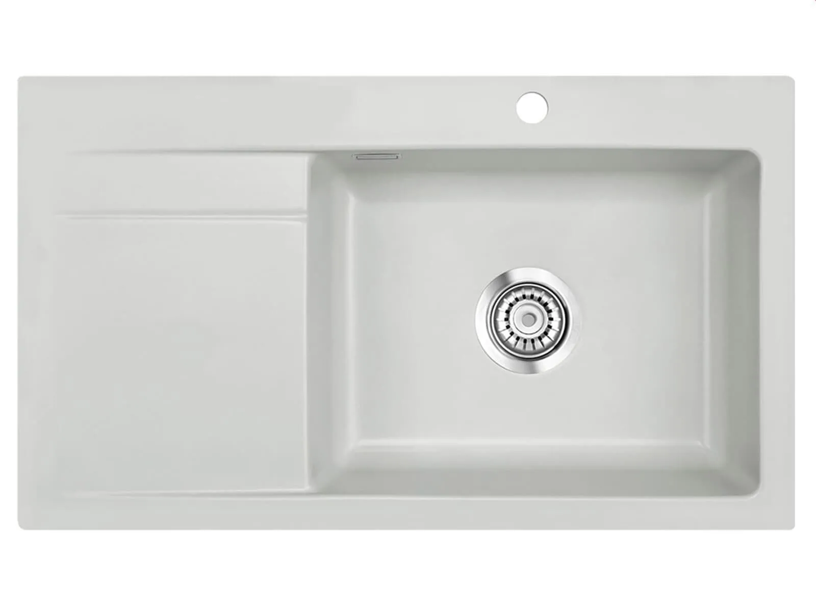 Systemceram Stema 86 SL Alu, zlewozmywak ceramiczny, korek manualny